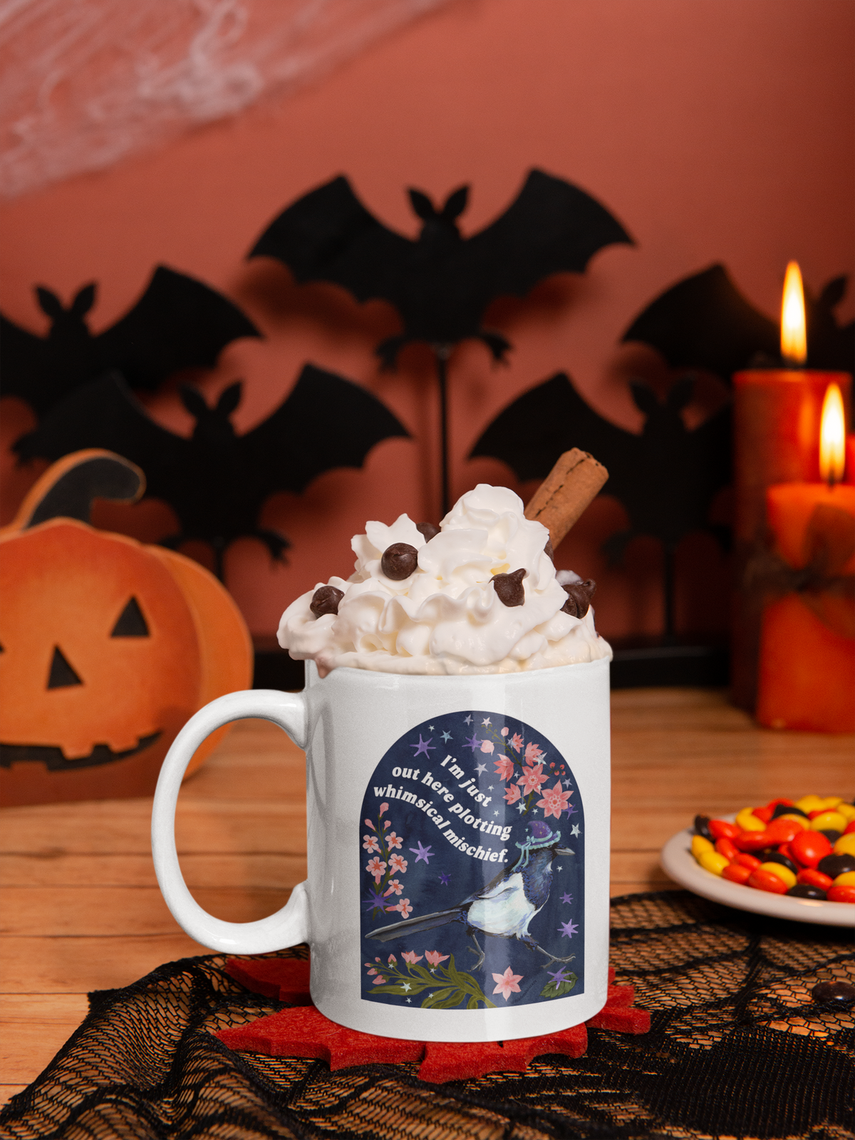 I'm just out here plotting whimsical mischief: magpie mug