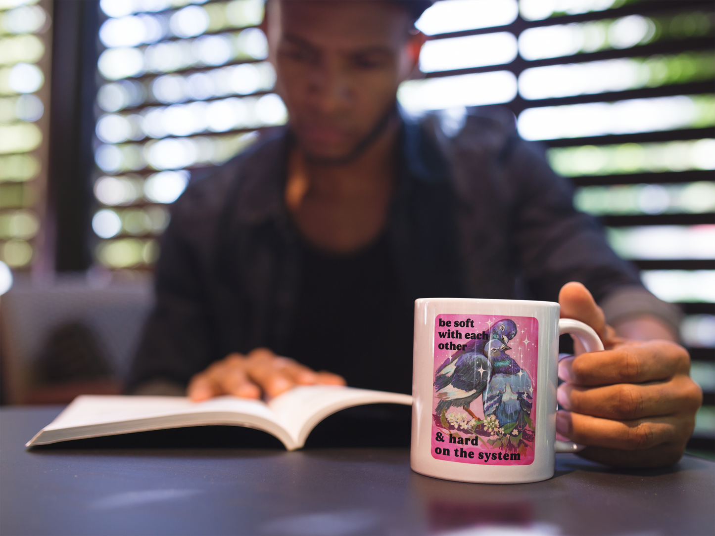 be soft with each other & hard on the system: feminist mug