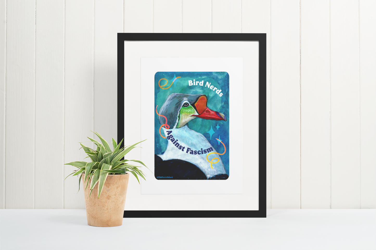 Bird Nerds Against Fascism : Feminist Art Print