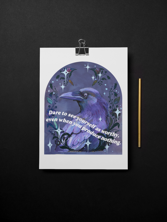Dare to see yourself as worthy: feminist art print