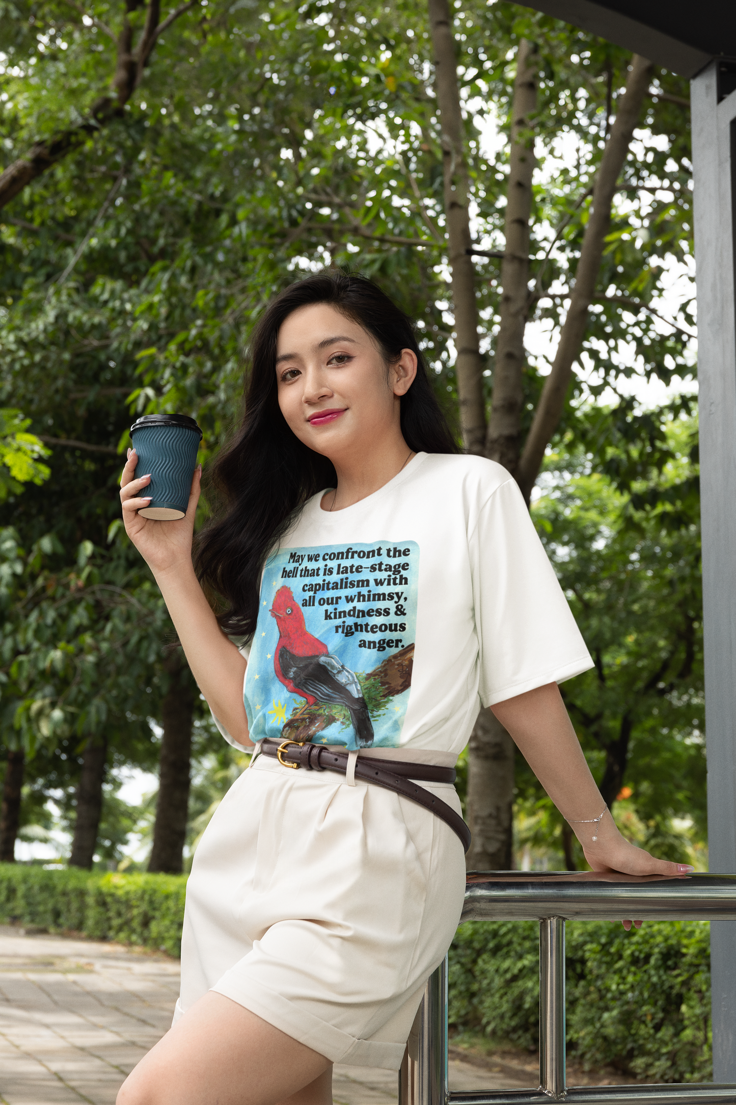 May we confront the hell that is late-stage capitalism with all our whimsy, kindness and righteous anger: feminist shirt