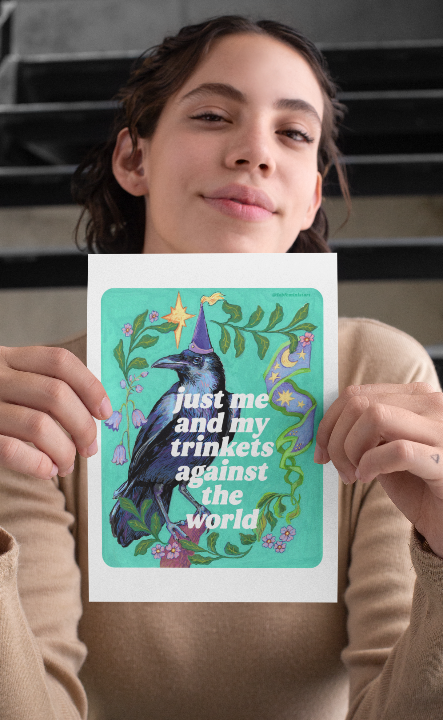just me and my trinkets against the world: feminist art print