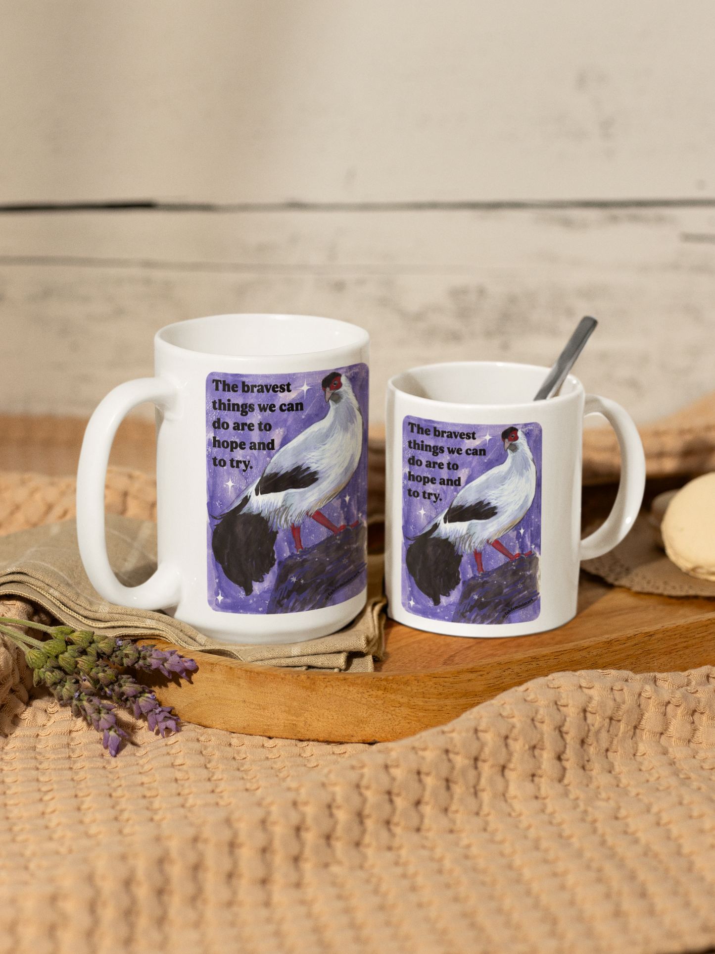 The bravest things we can do are to hope and to try: feminist mug