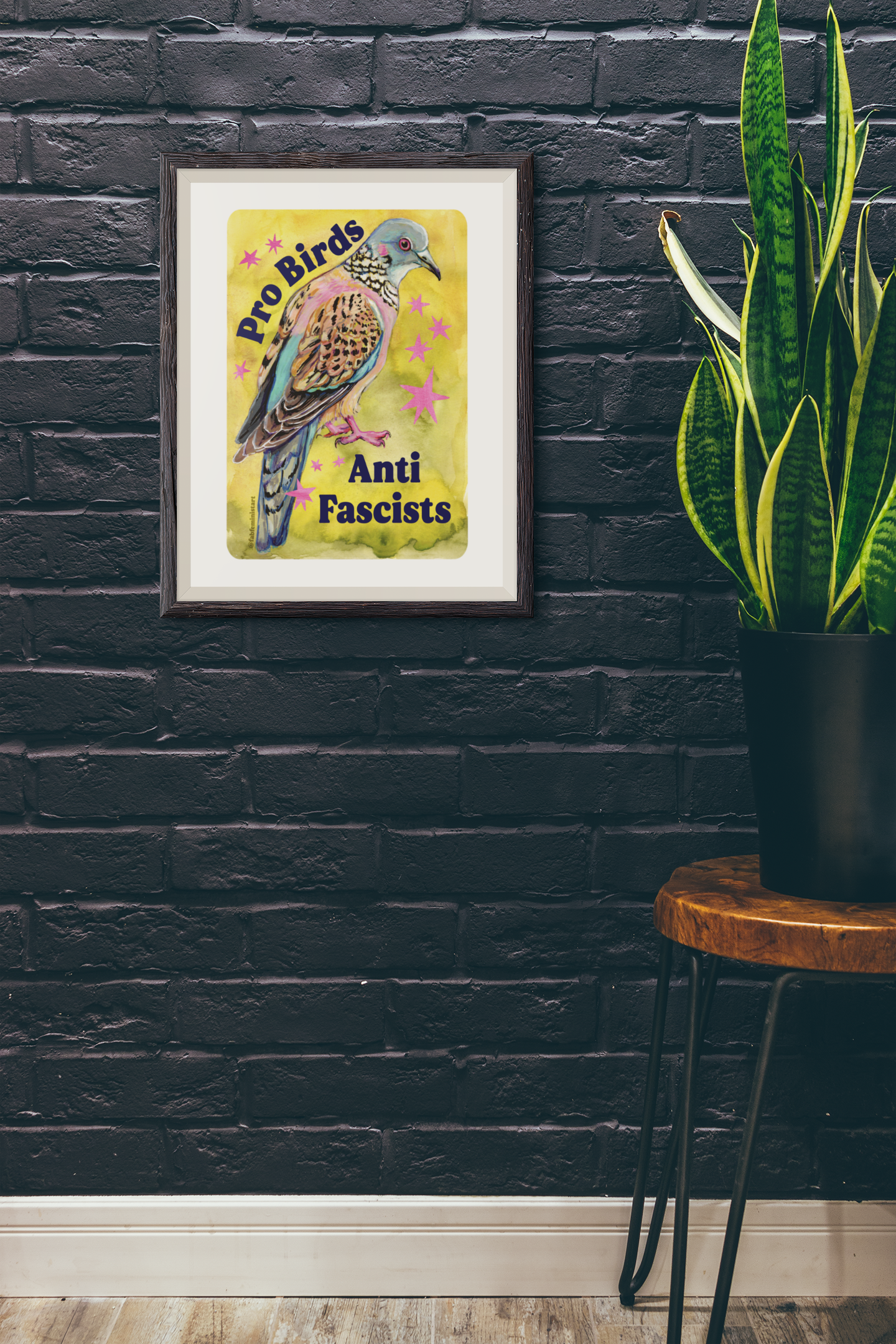 Pro Birds Anti Fascists: feminist art print