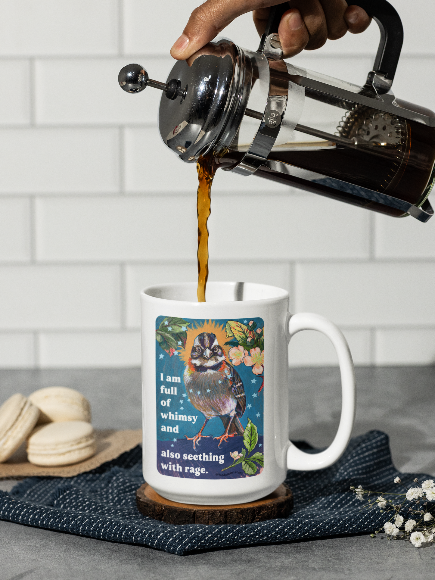 I am full of whimsy and also seething with rage: feminist mug