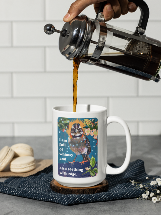 I am full of whimsy and also seething with rage: feminist mug