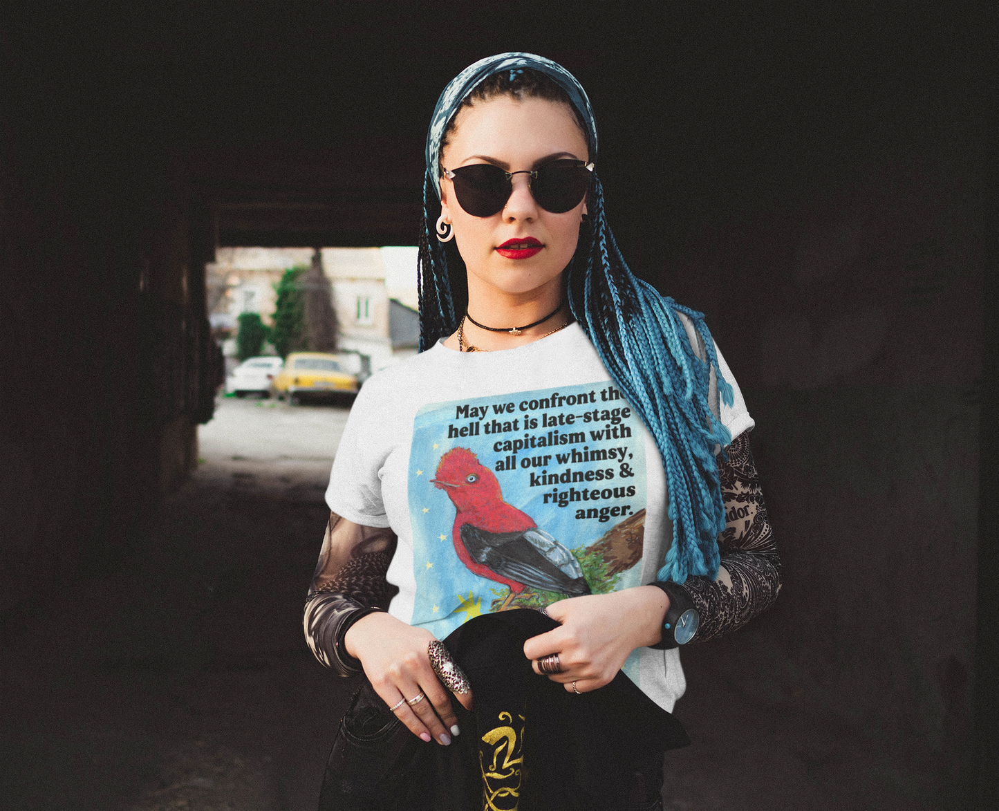 May we confront the hell that is late-stage capitalism with all our whimsy, kindness and righteous anger: feminist shirt