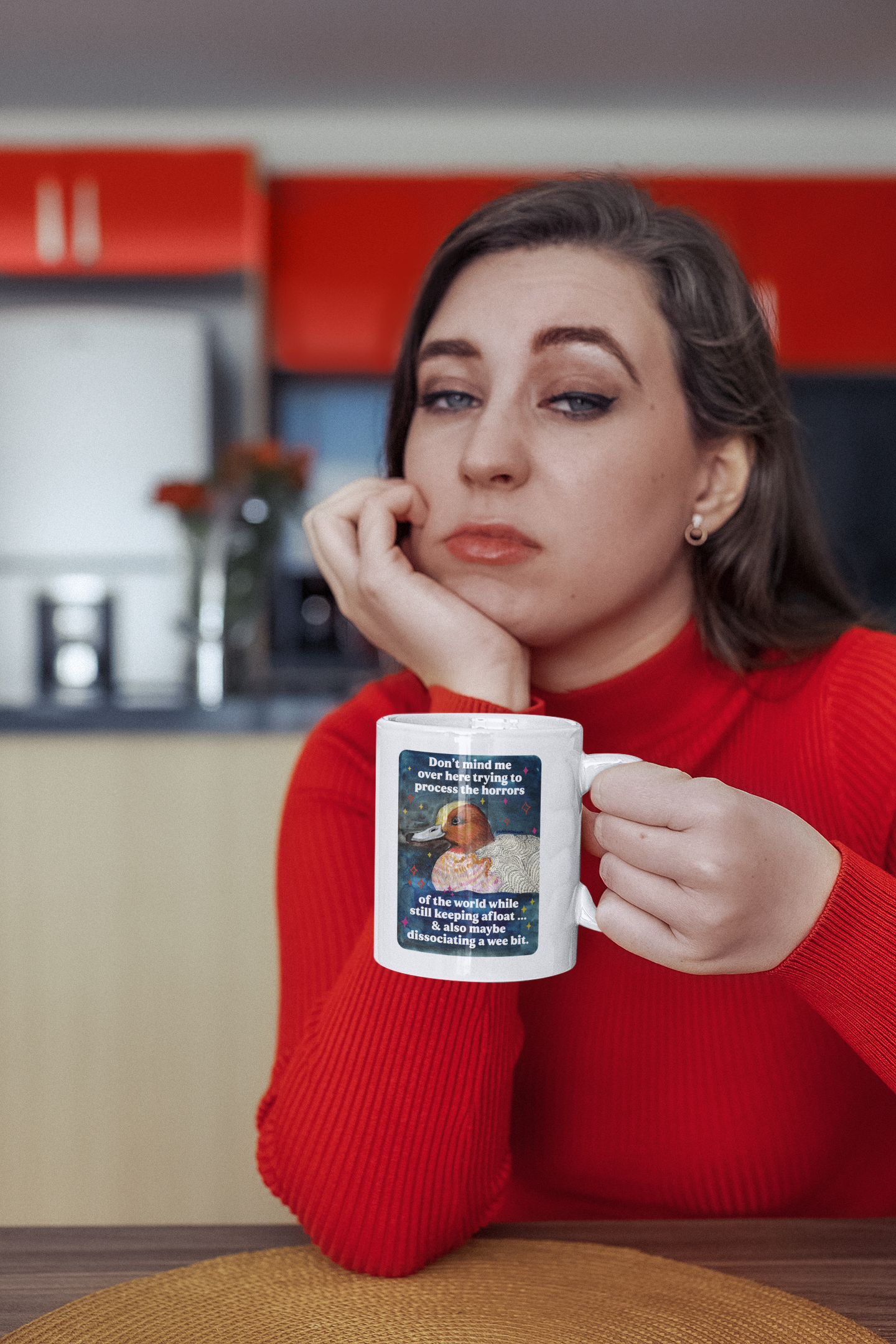 Don't mind me over here trying to process the horrors of the world while still keeping afloat: feminist mug
