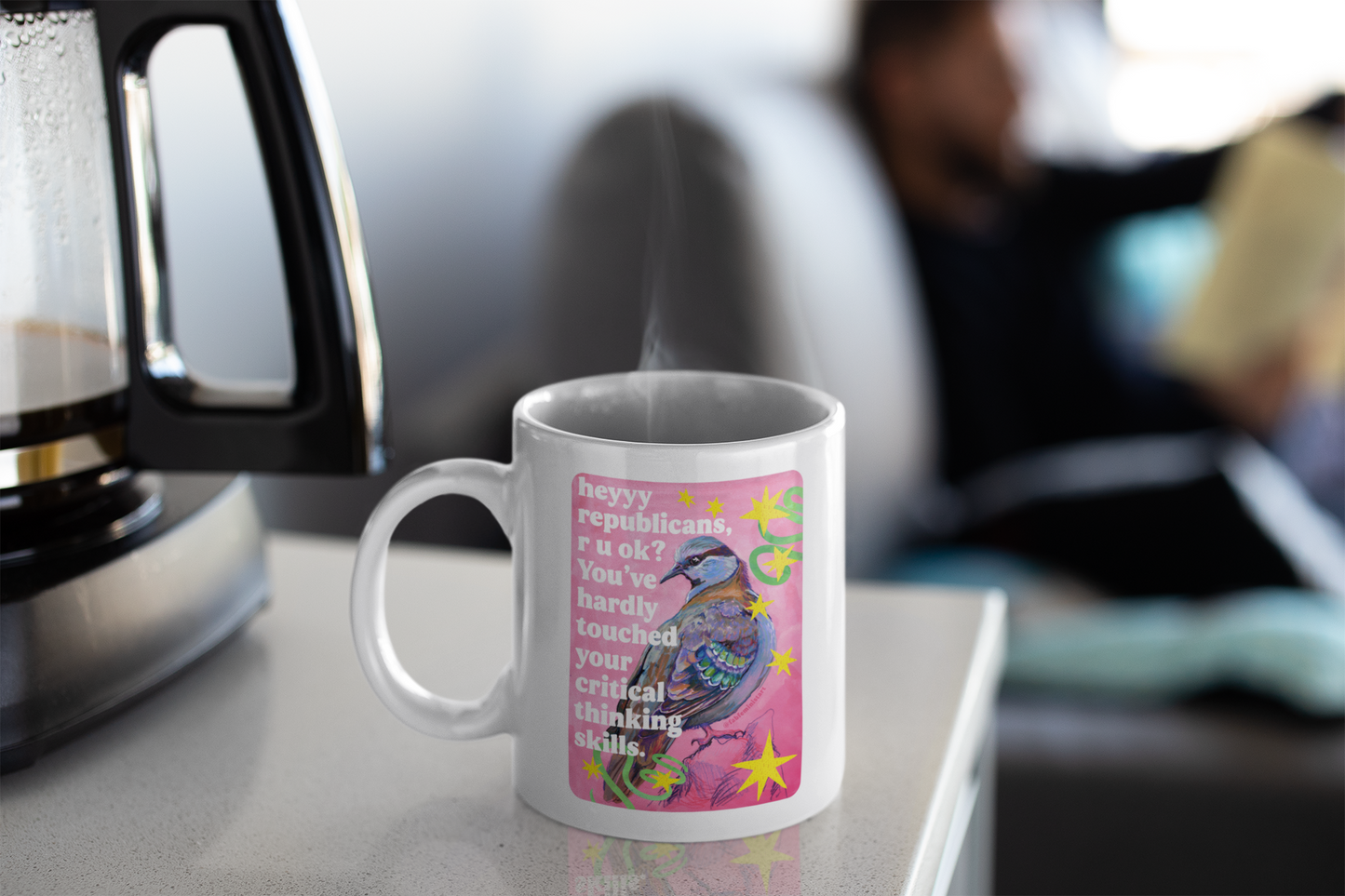 heyyy republicans, r u ok? You've hardly touched your critical thinking skills: feminist mug