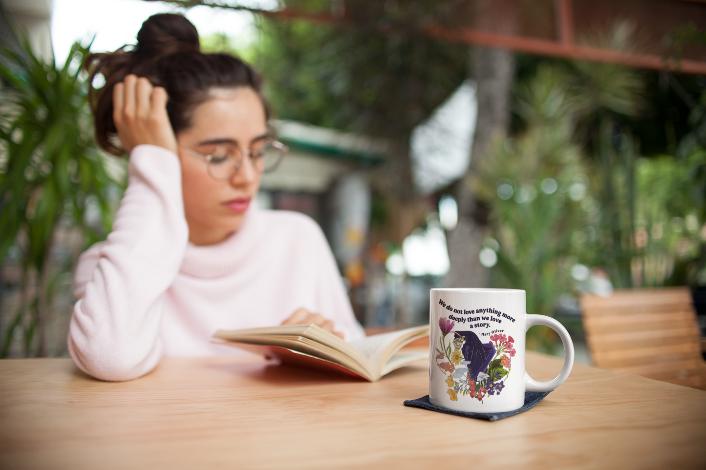 We do not love anything more deeply than we love a story, Mary Oliver: Feminist Mug