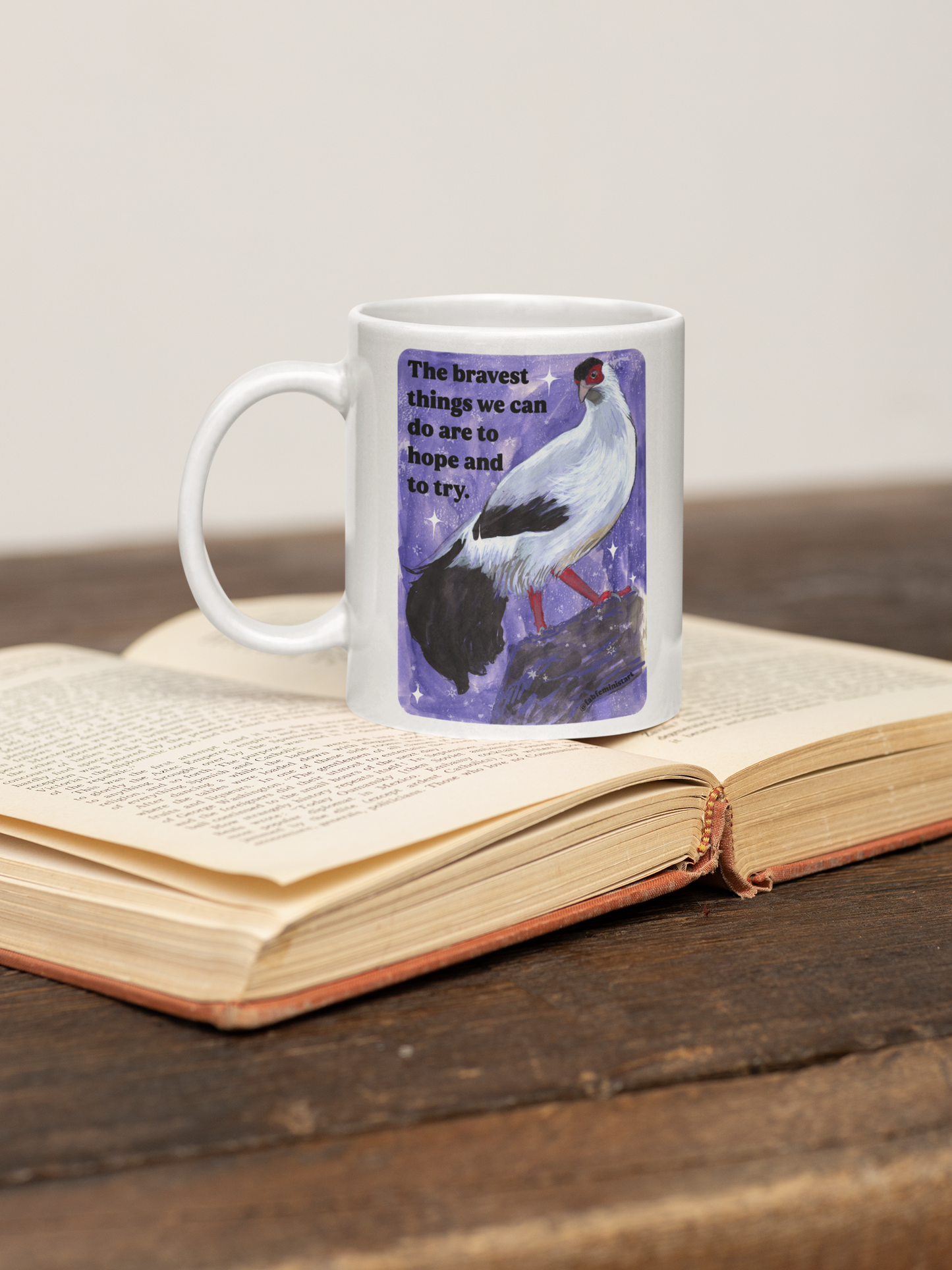 The bravest things we can do are to hope and to try: feminist mug