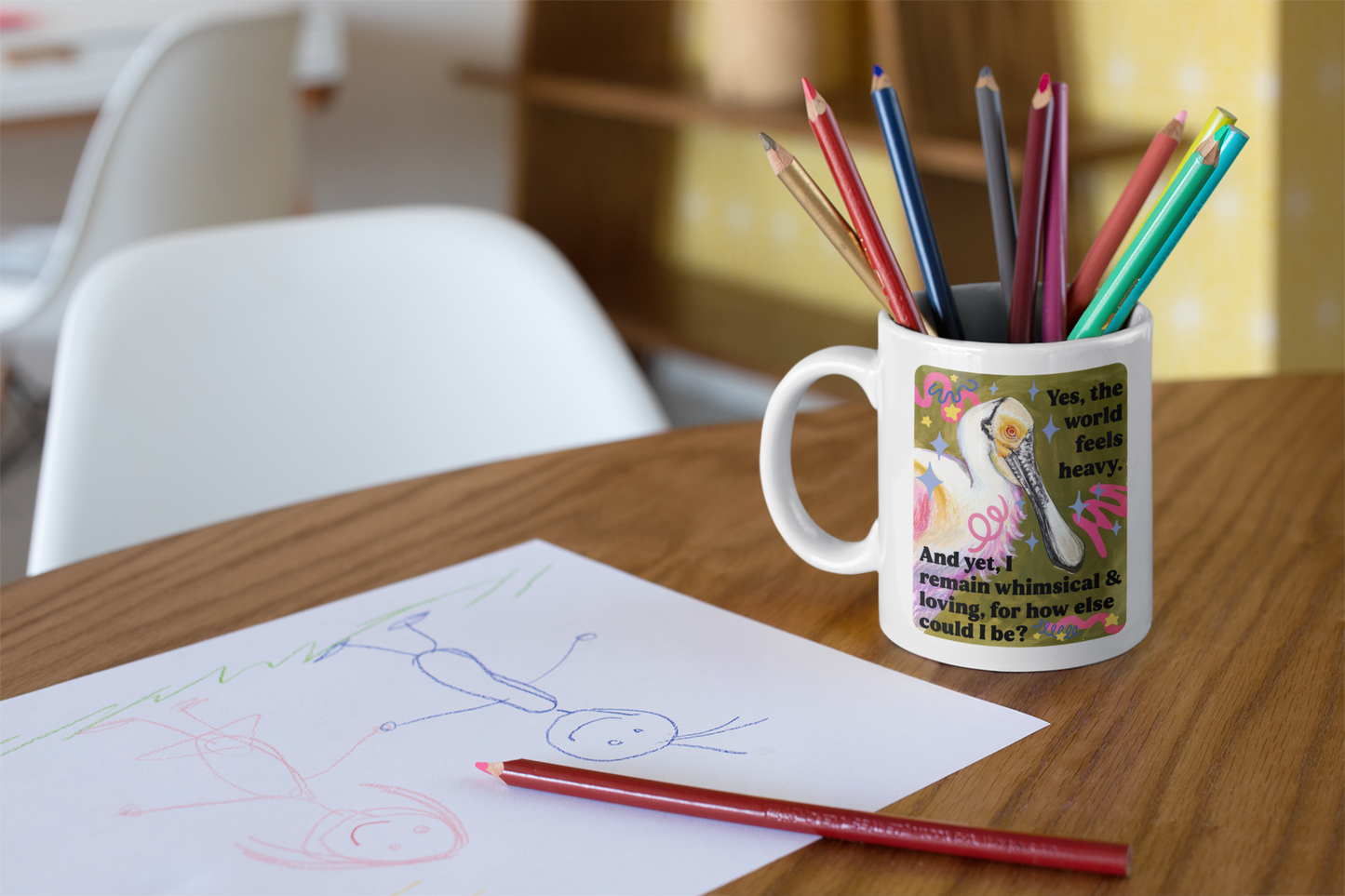 Yes, the world feels heavy and yet, I remain whimsical and loving, for how else could I be: feminist mug