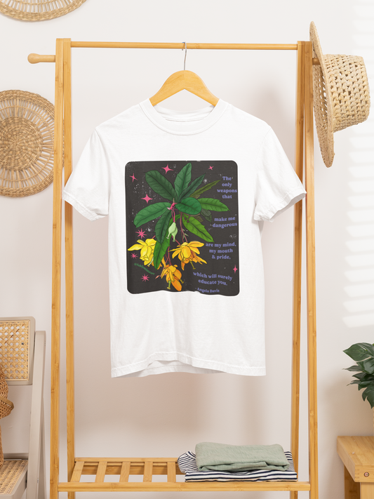 The only weapons that make me dangerous are my mind, my mouth and pride, Angela Davis: Feminist Shirt