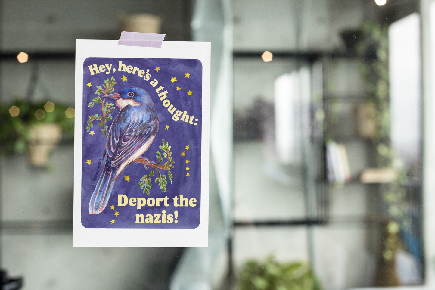 Hey, here's a thought: Deport the nazis: feminist art print