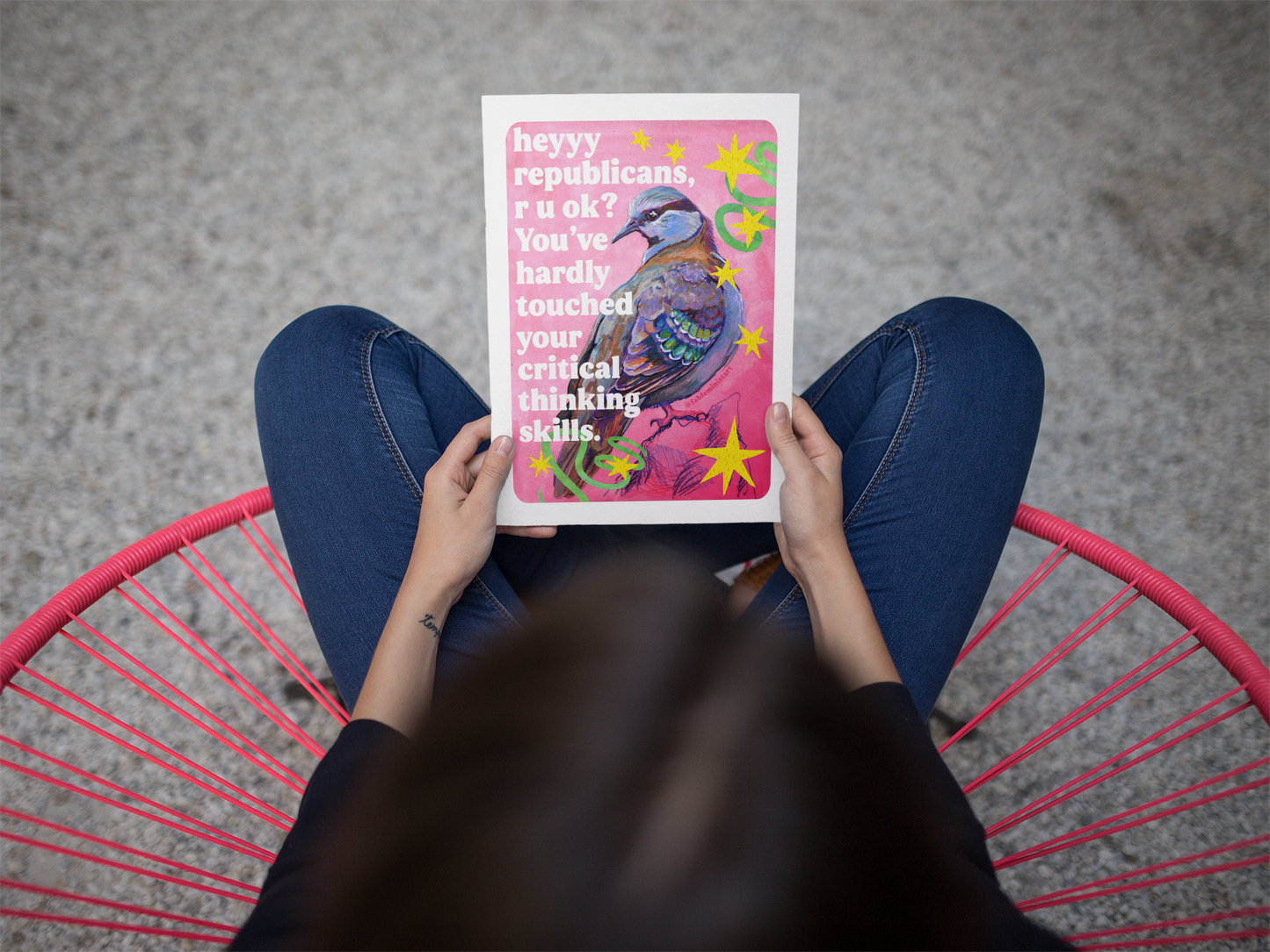 heyyy republicans, r u ok? You've hardly touched your critical thinking skills: feminist art print