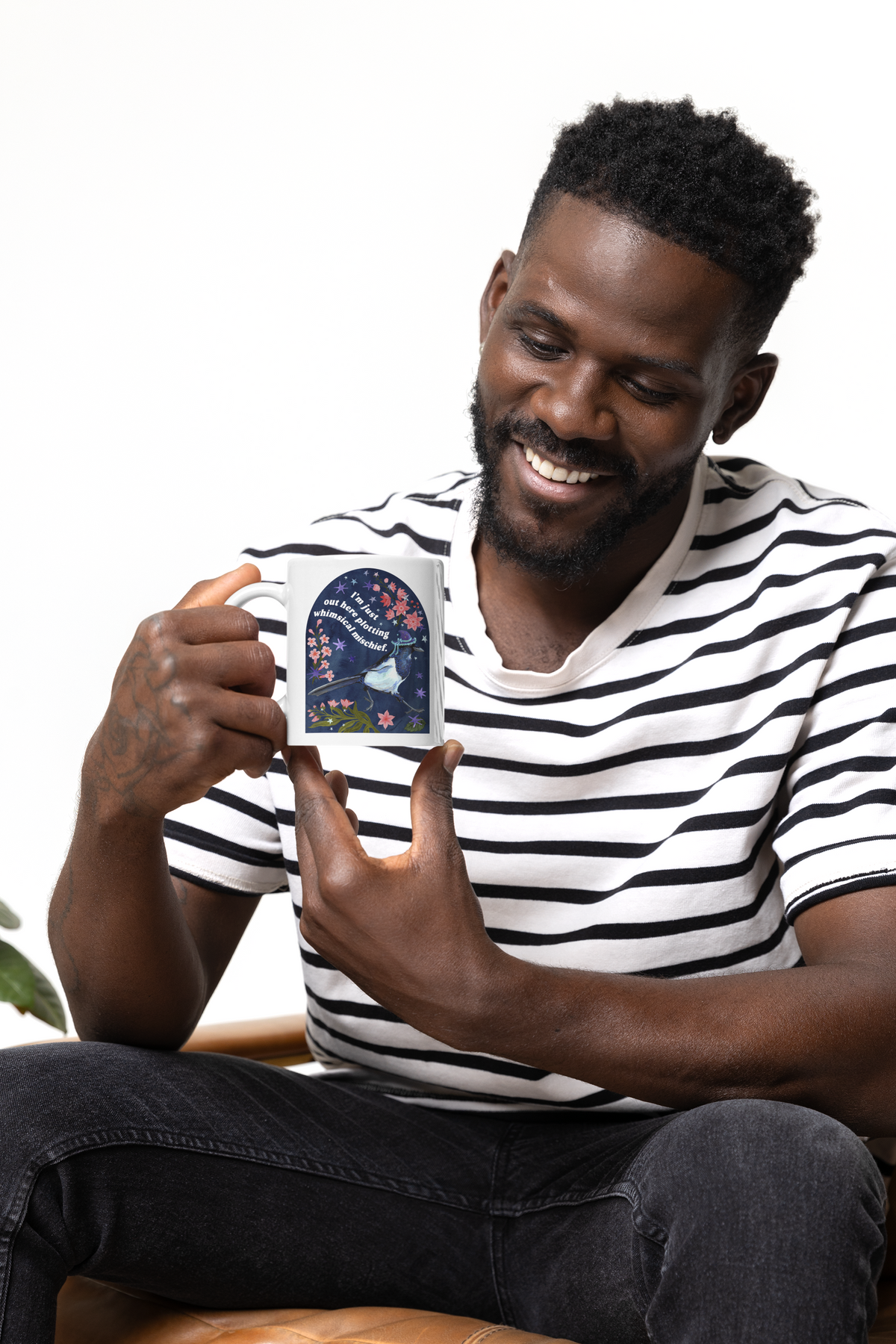 I'm just out here plotting whimsical mischief: magpie mug