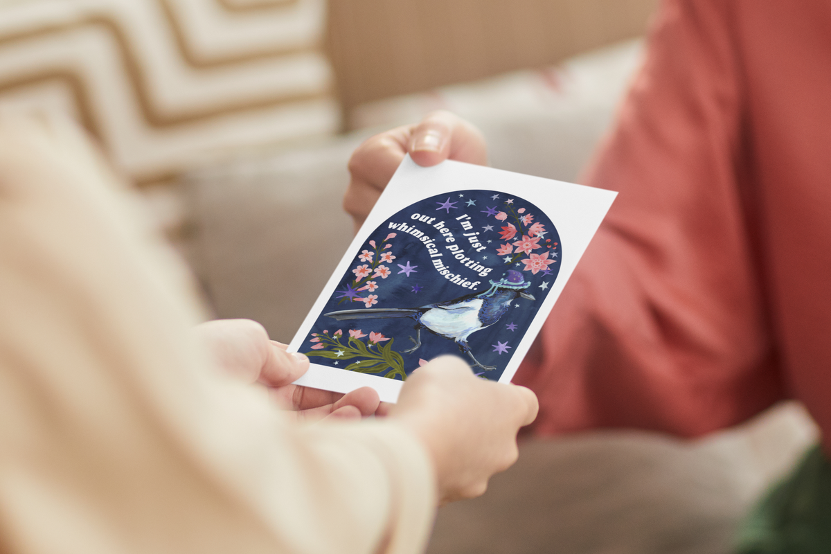 I’m Just Out Here Plotting Whimsical Mischief: Magpie Art Print