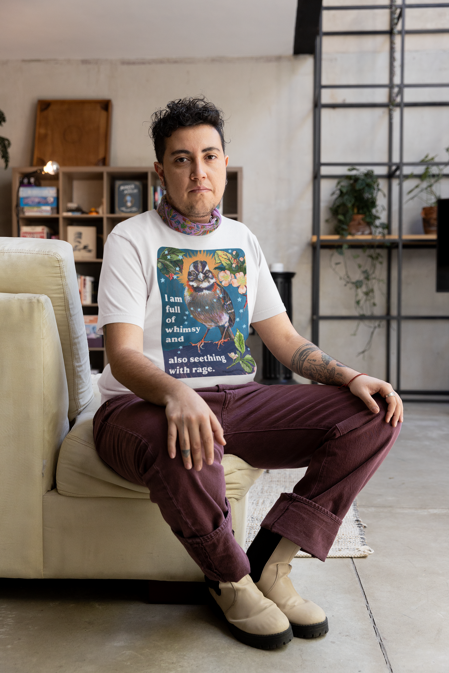I am full of whimsy and also seething with rage: feminist shirt