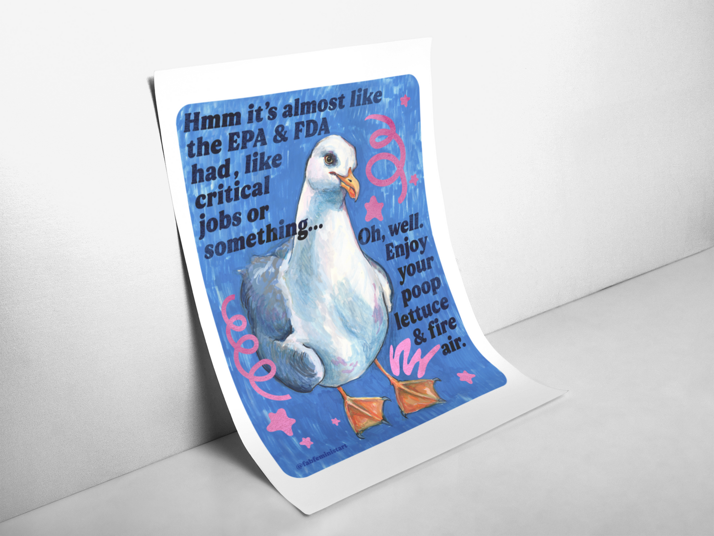 Hmm it's almost like the EPA & FDA had, like, critical jobs or something: feminist art print