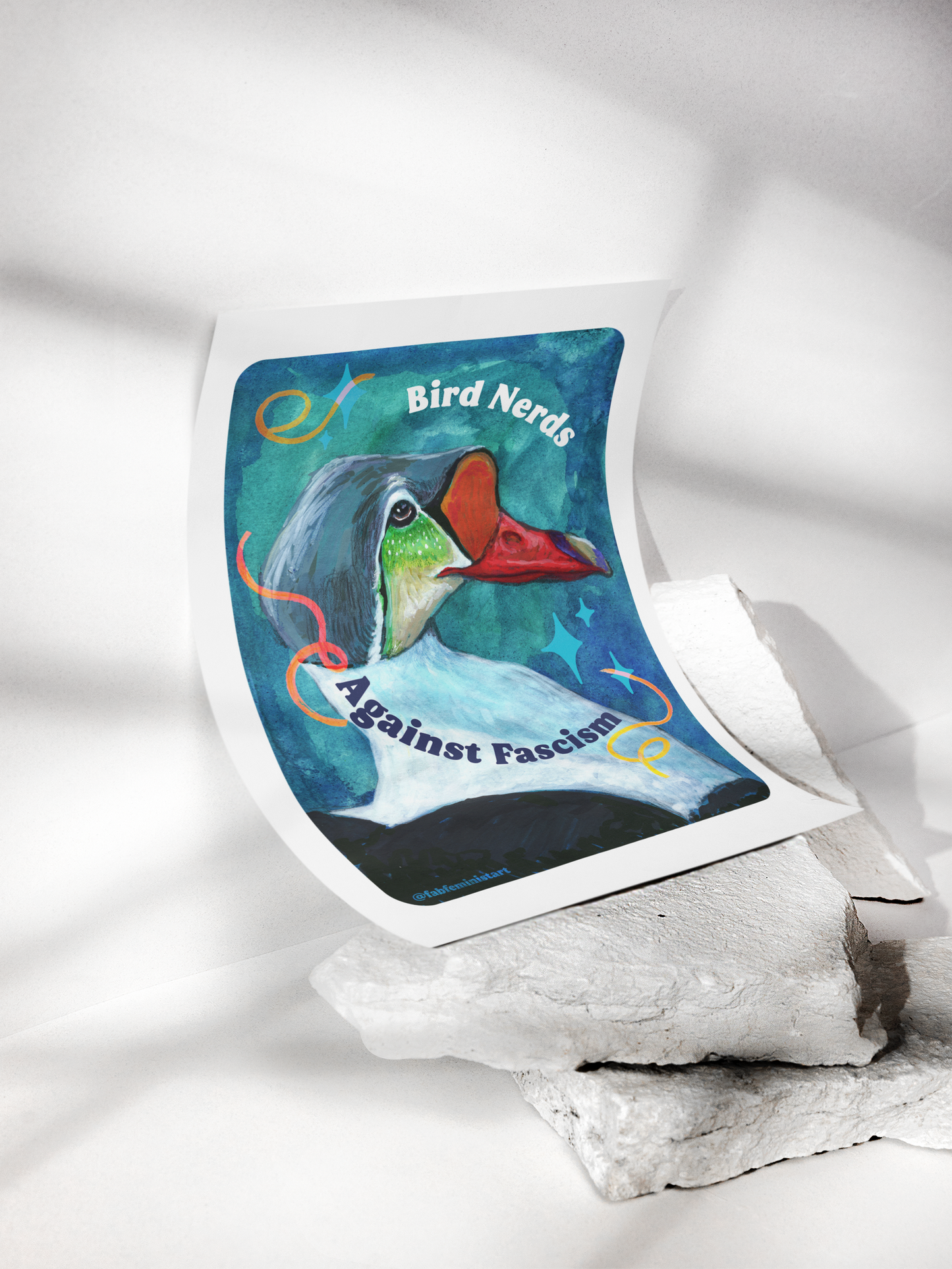 Bird Nerds Against Fascism : Feminist Art Print