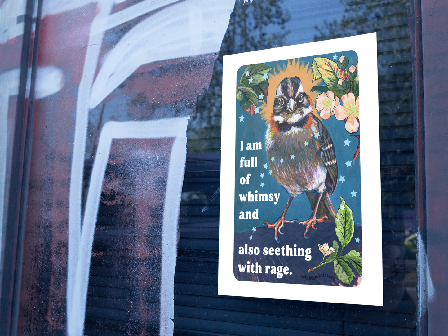 I am full of whimsy and also seething with rage: feminist art print