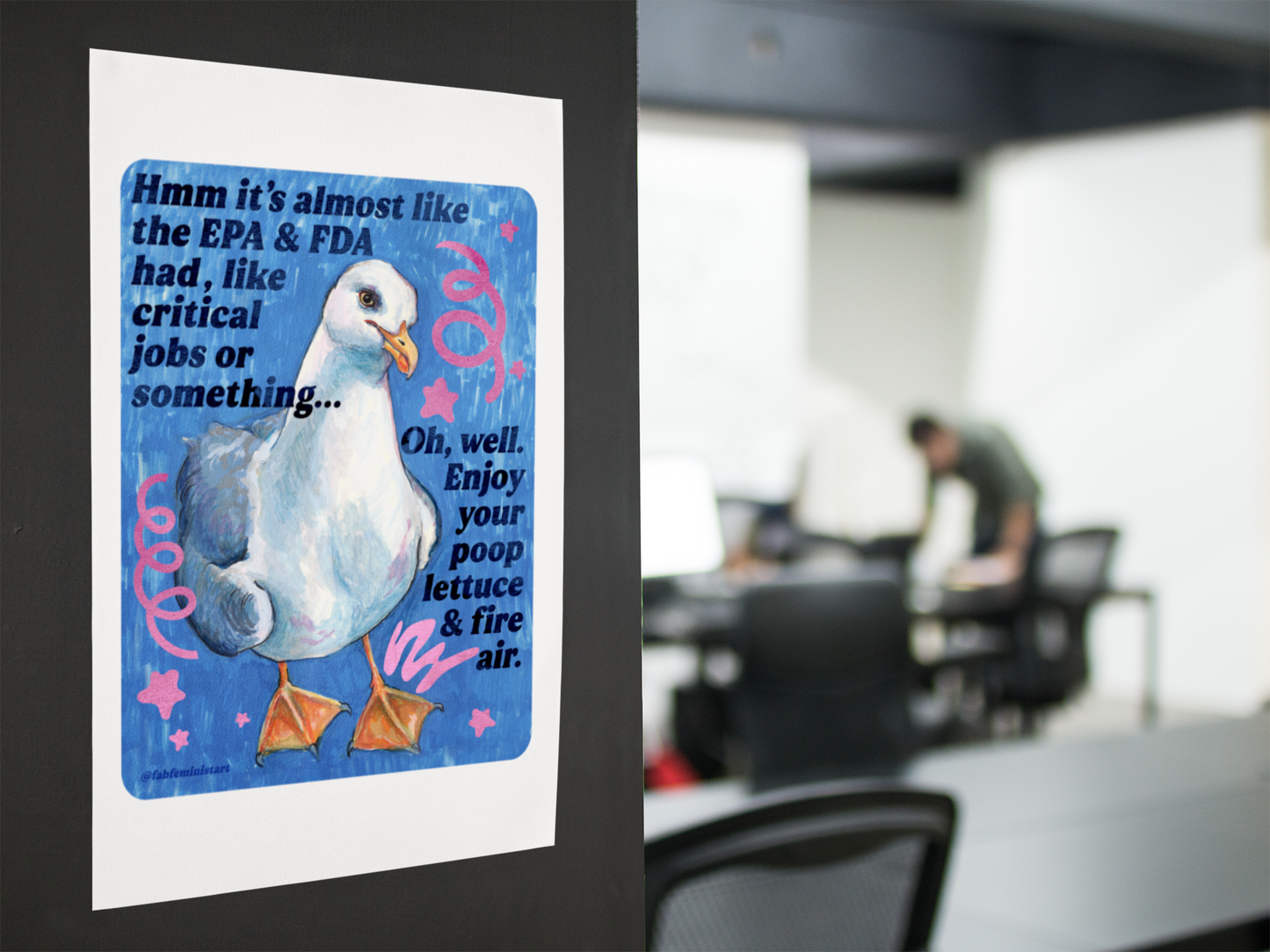 Hmm it's almost like the EPA & FDA had, like, critical jobs or something: feminist art print