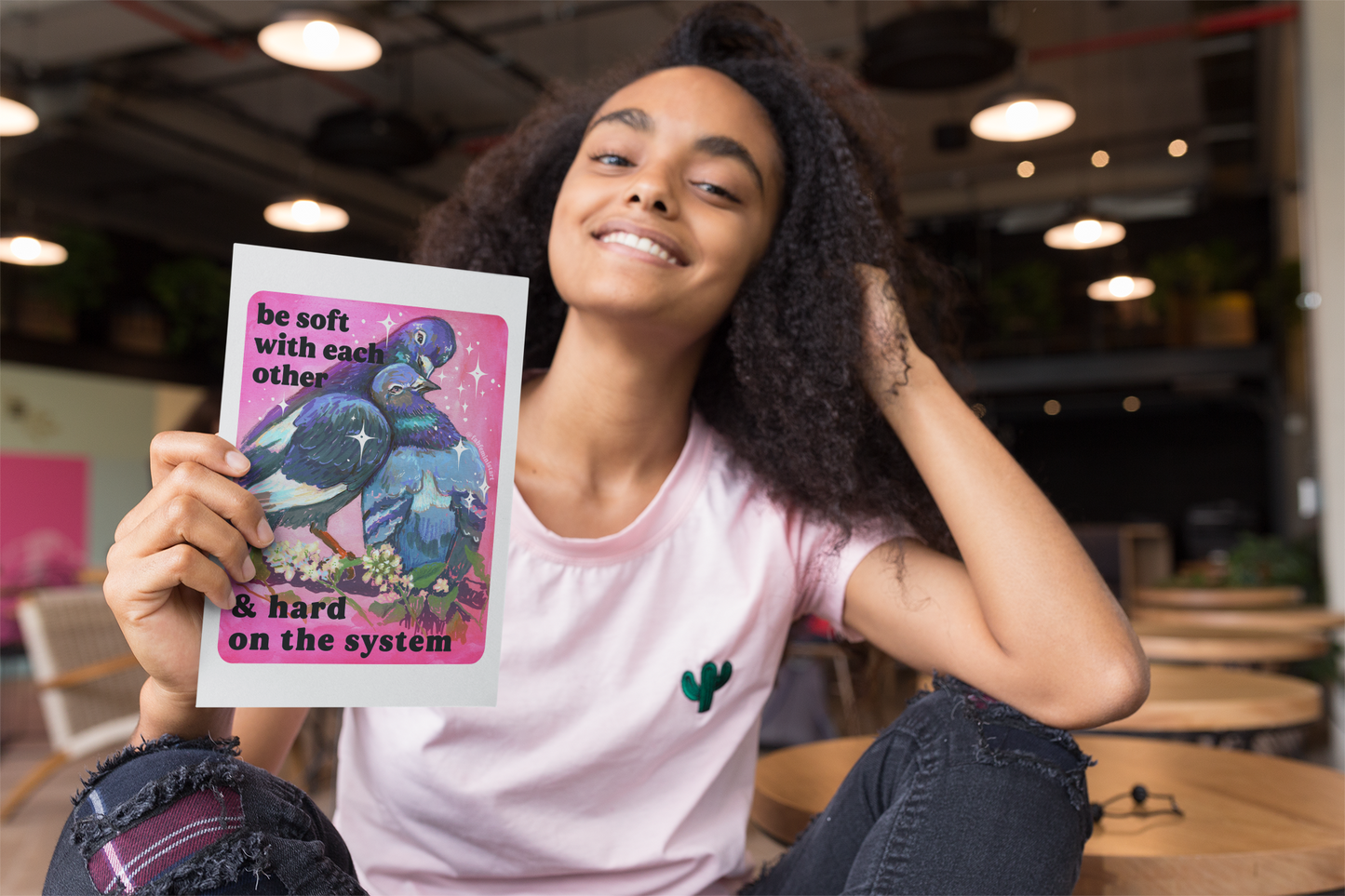 Be Soft With Each Other & Hard on the System: Pigeon Art Print