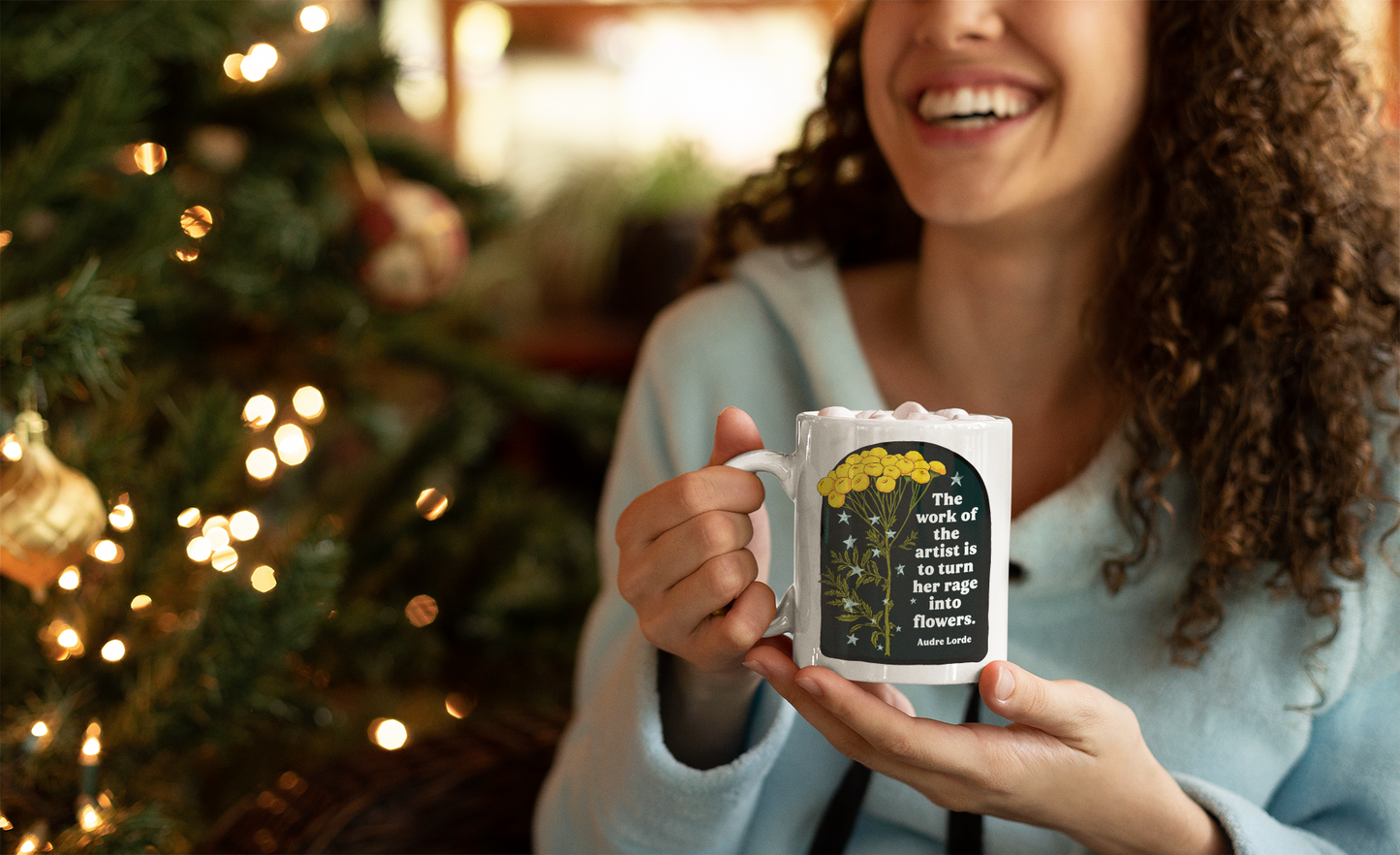 The work of the artist is to turn her rage into flowers, Audre Lorde: feminist mug
