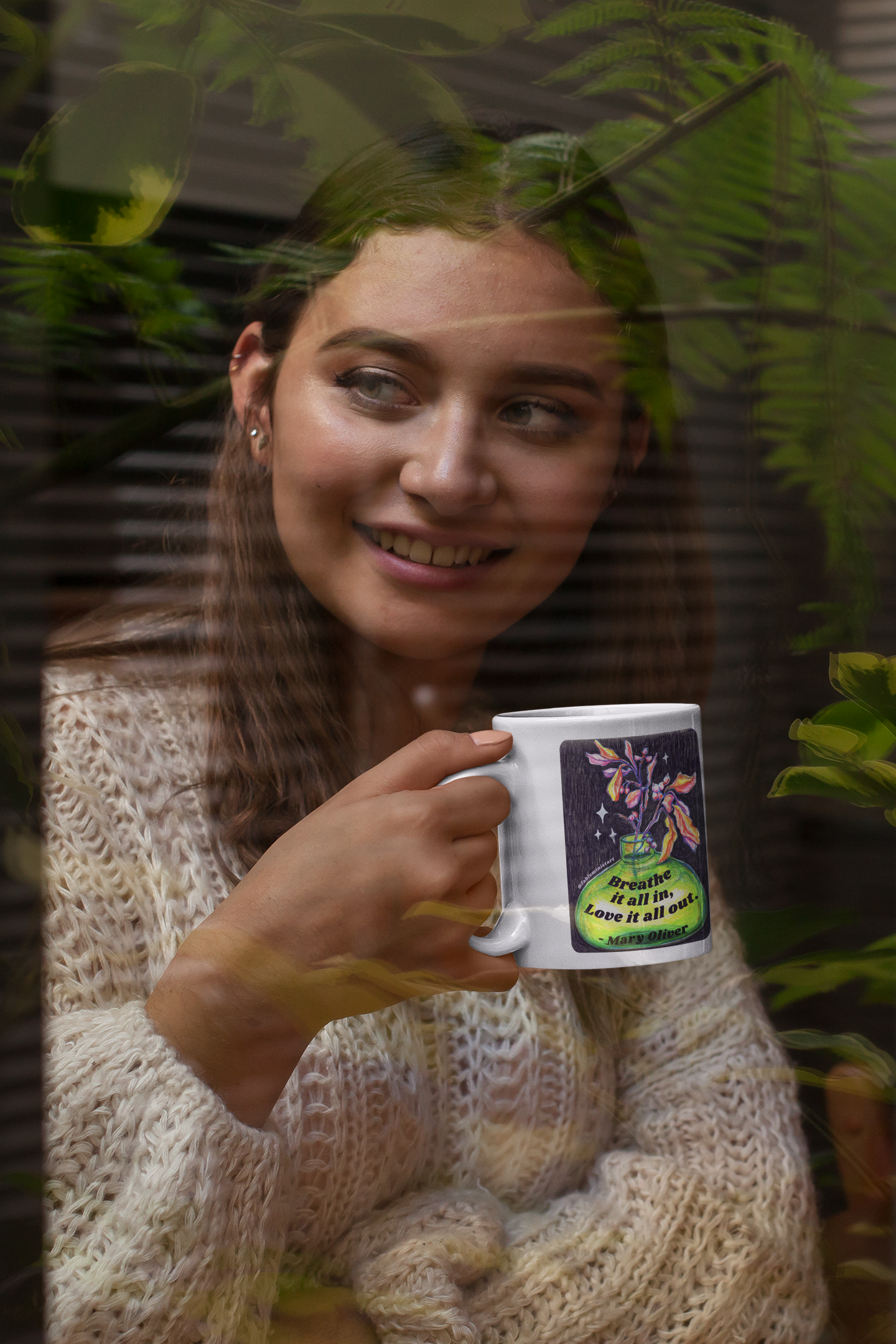 Breath it all in, love it all out, Mary Oliver: Mental Health Mug