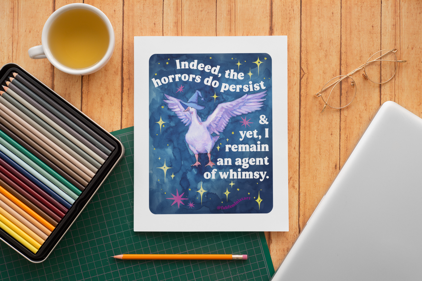 Indeed, the horrors do persist & yet, I remain an agent of whimsy: Feminist Art Print