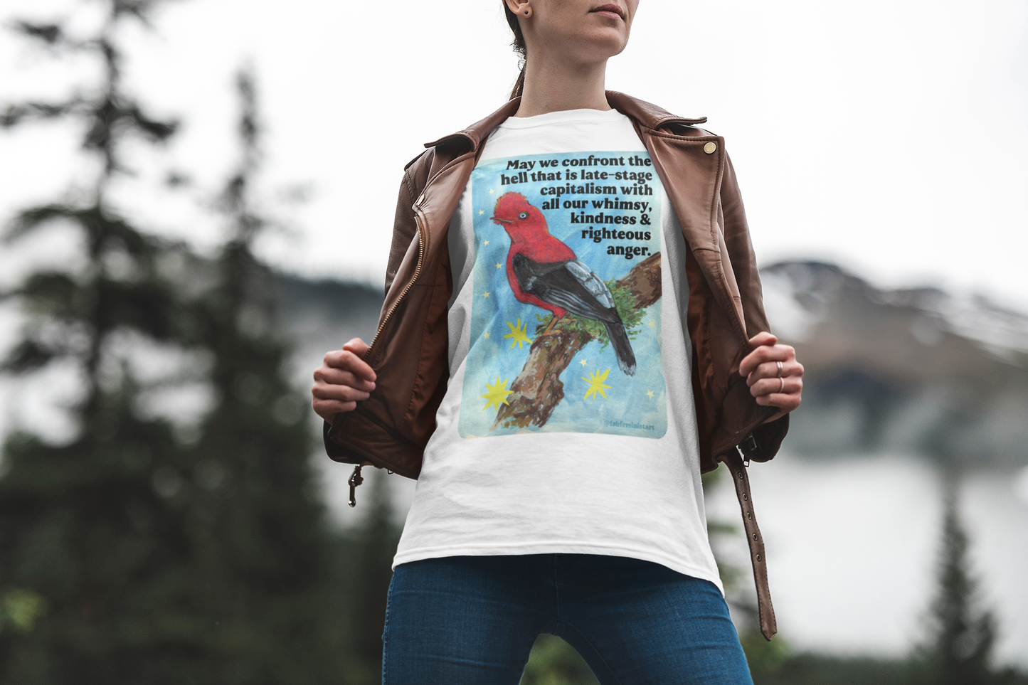 May we confront the hell that is late-stage capitalism with all our whimsy, kindness and righteous anger: feminist shirt