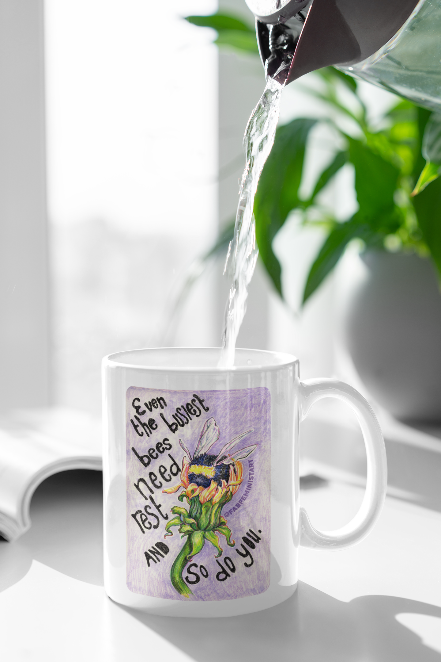 Even the busiest bees need to rest and so do you: Mental Health Mug