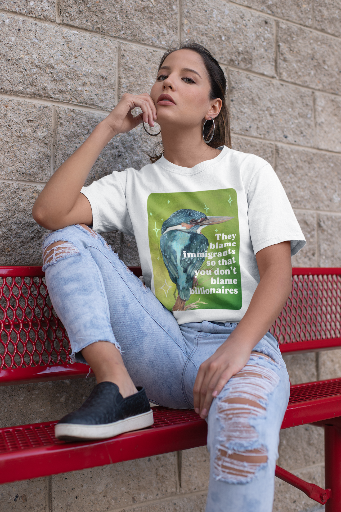 They blame immigrants so that you don't blame billionaires: feminist shirt