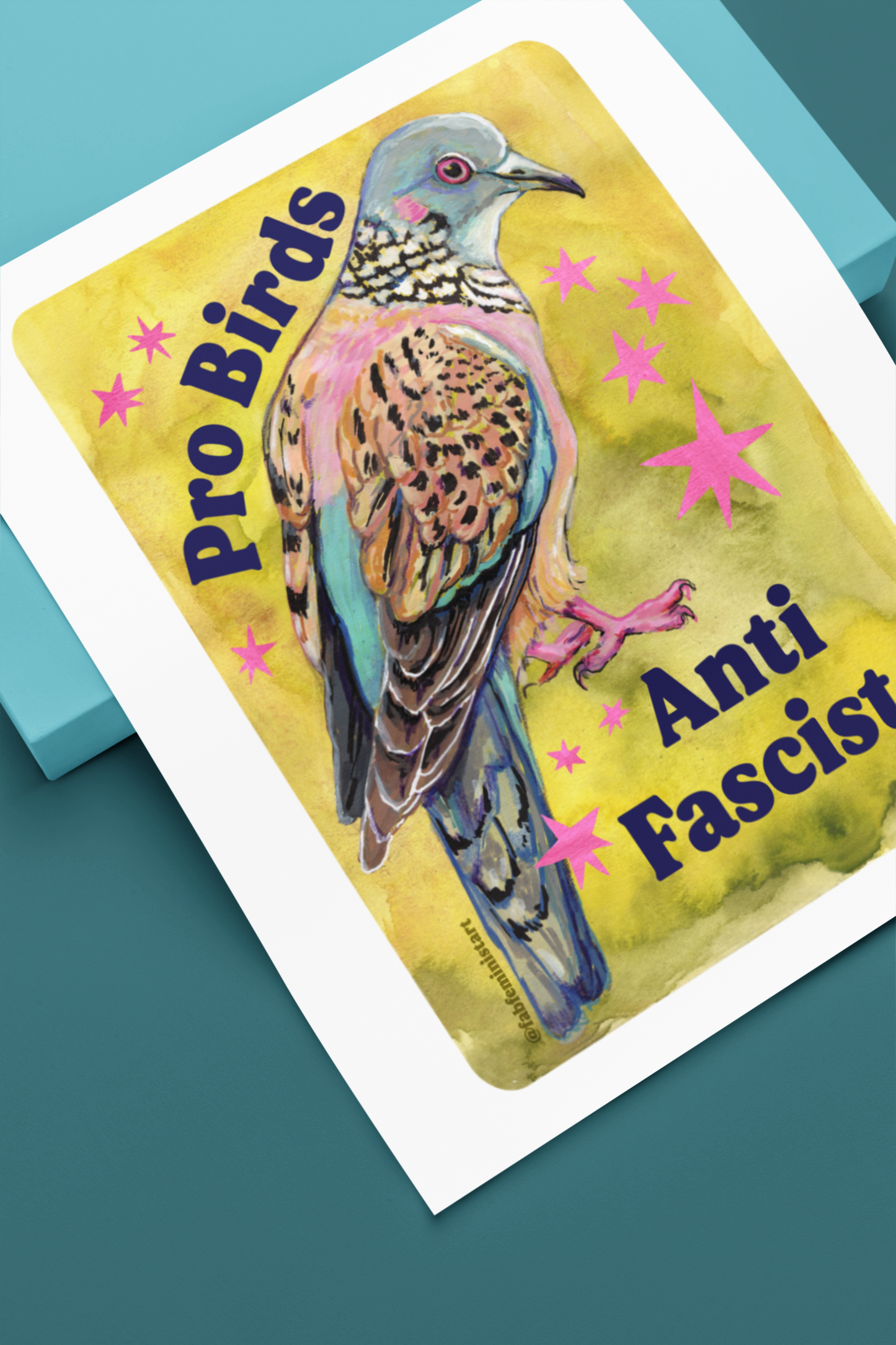 Pro Birds Anti Fascists: feminist art print