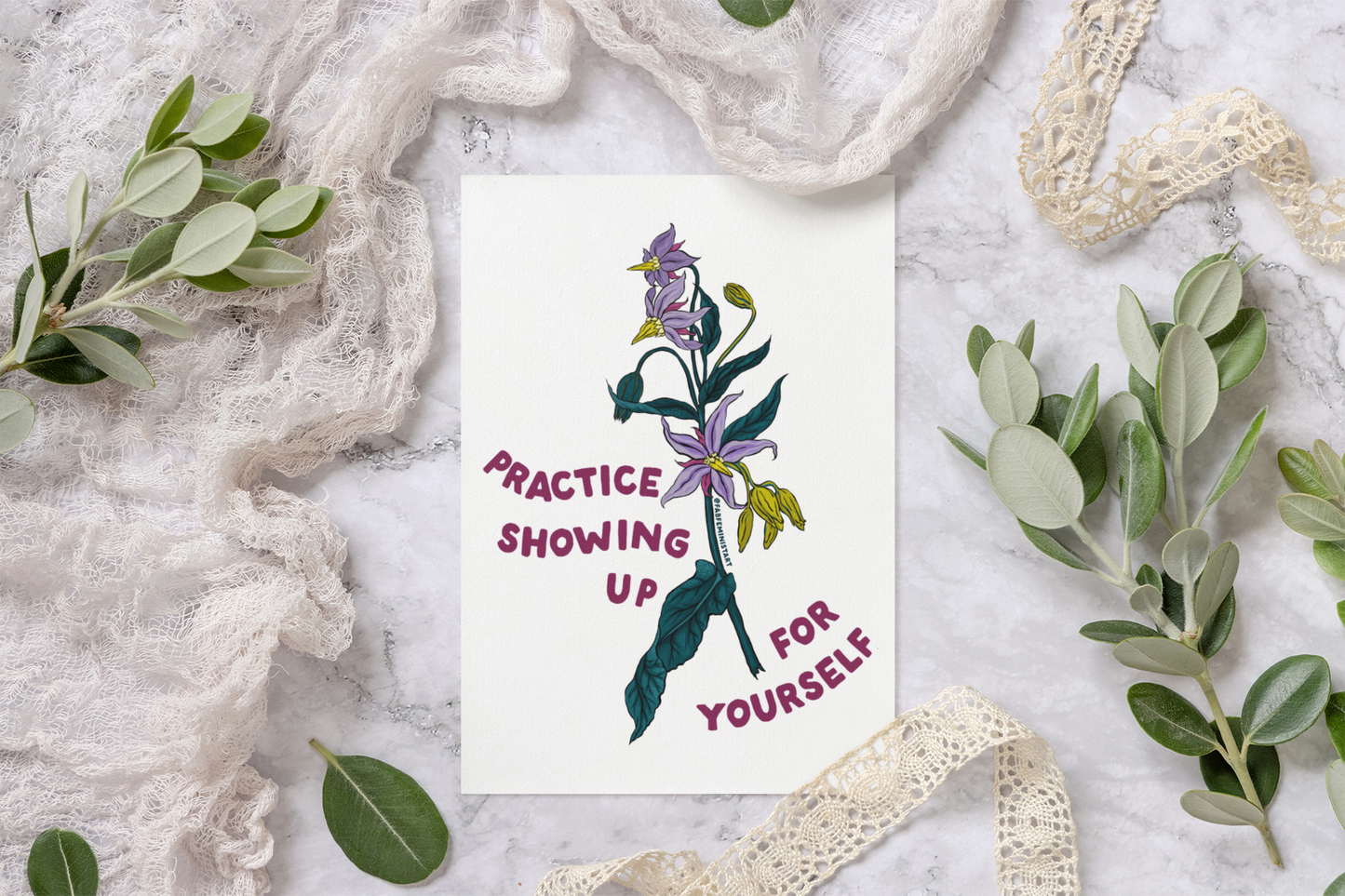 Practice Showing Up For Yourself: Mental Health Print