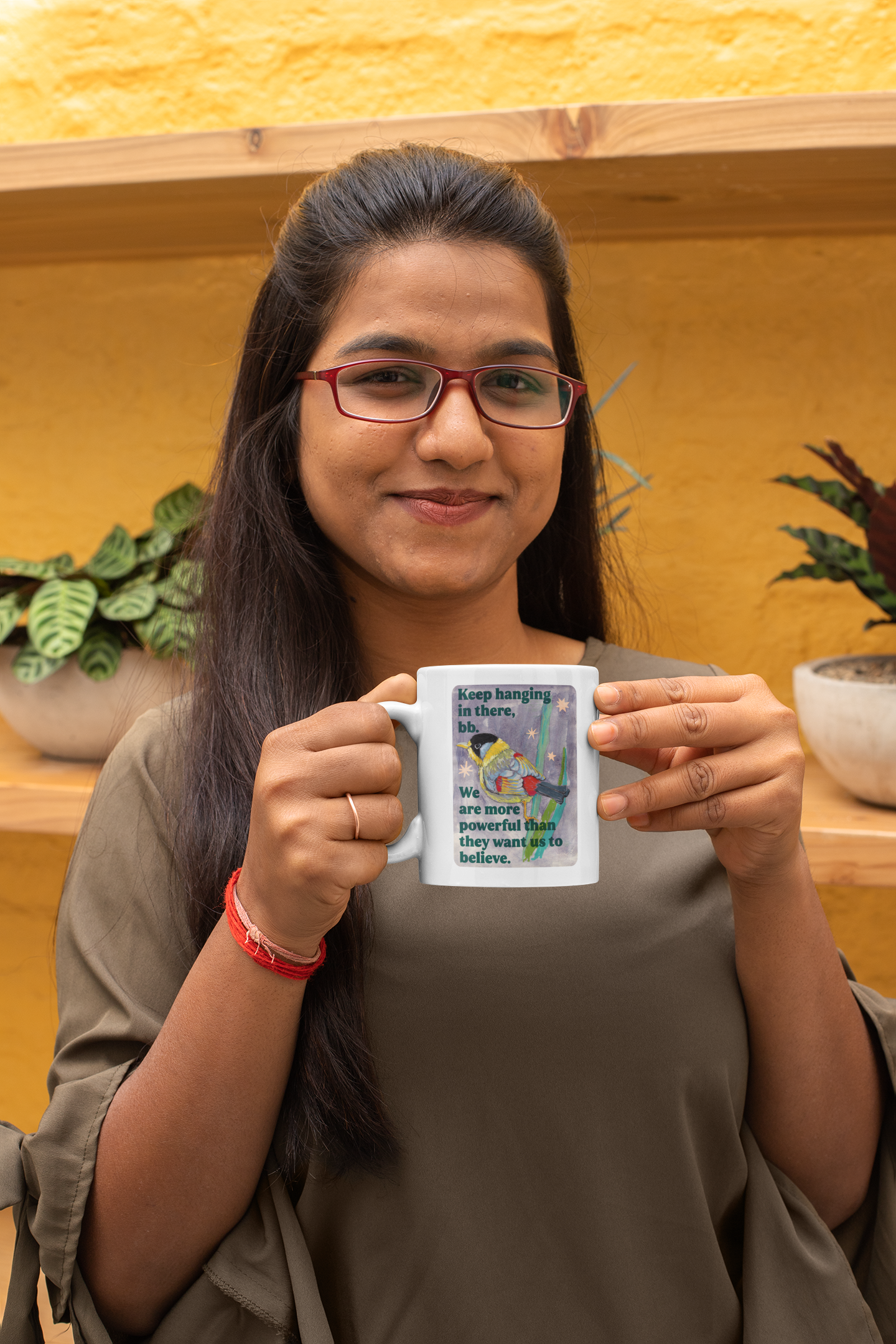 Keep hanging in there, bb. We are more powerful than they want us to believe: feminist mug