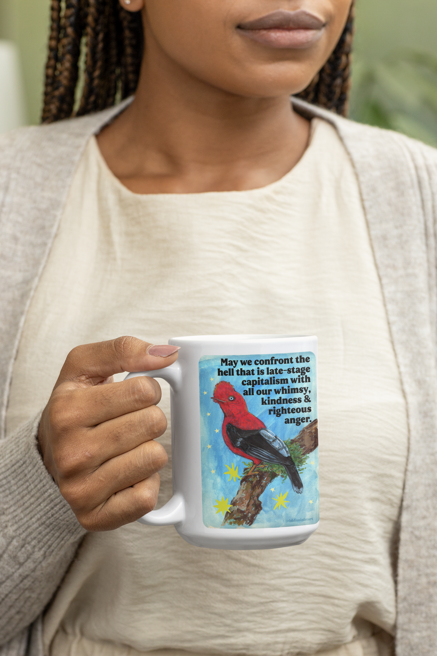 May we confront the hell that is late-stage capitalism with all our whimsy, kindness and righteous anger: Feminist Mug