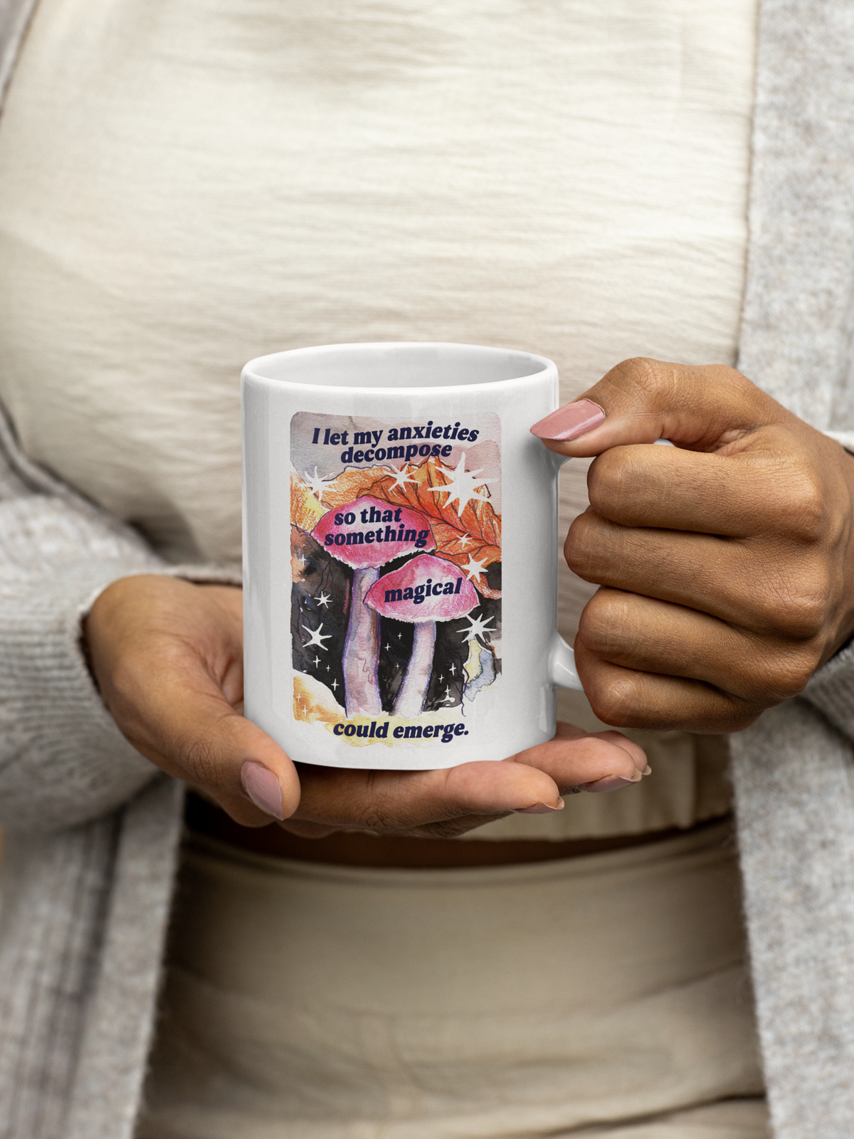 Inspirational Collage Ceramic Mug — Floral & Positive Quote Coffee Cup (11oz/15oz)
