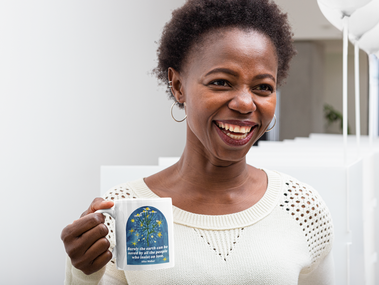 Surely the earth can be saved by all the people who insist on love, Alice Walker: feminist mug