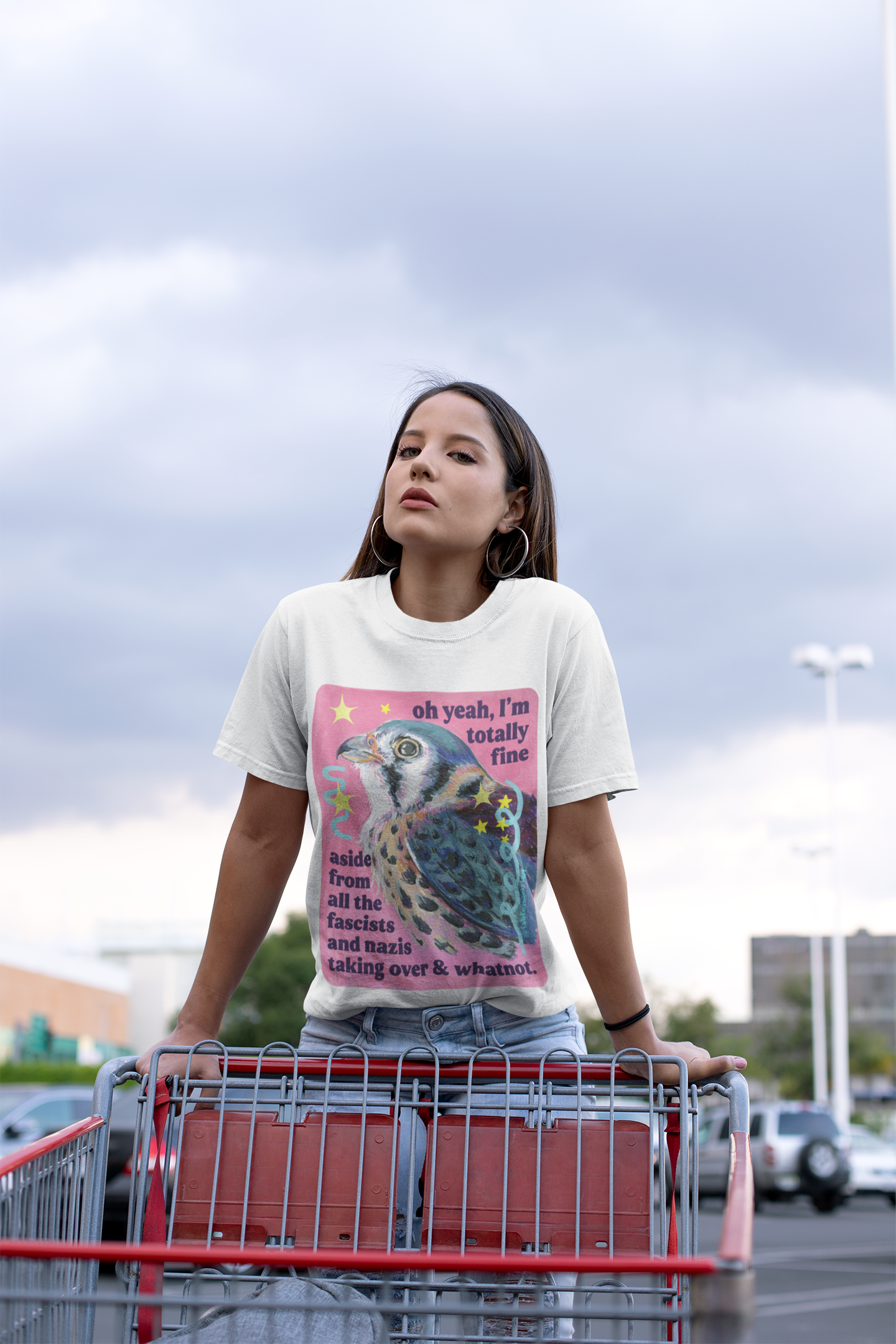 oh yeah, I'm totally fine aside from all the fascists and naz*s taking over and whatnot: feminist shirt