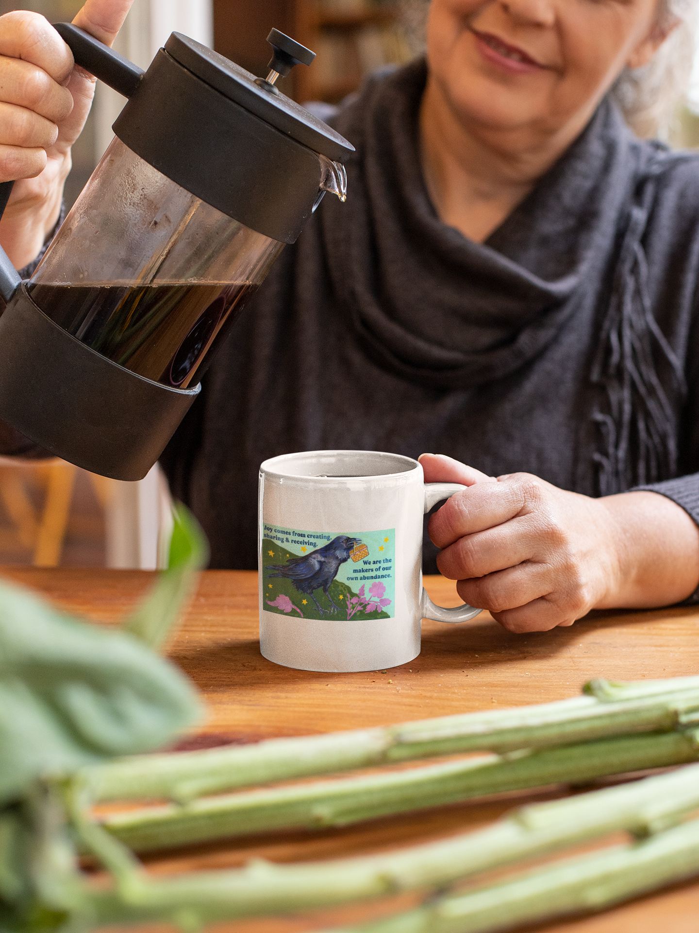 Joy comes from creating, sharing and receiving: feminist mug