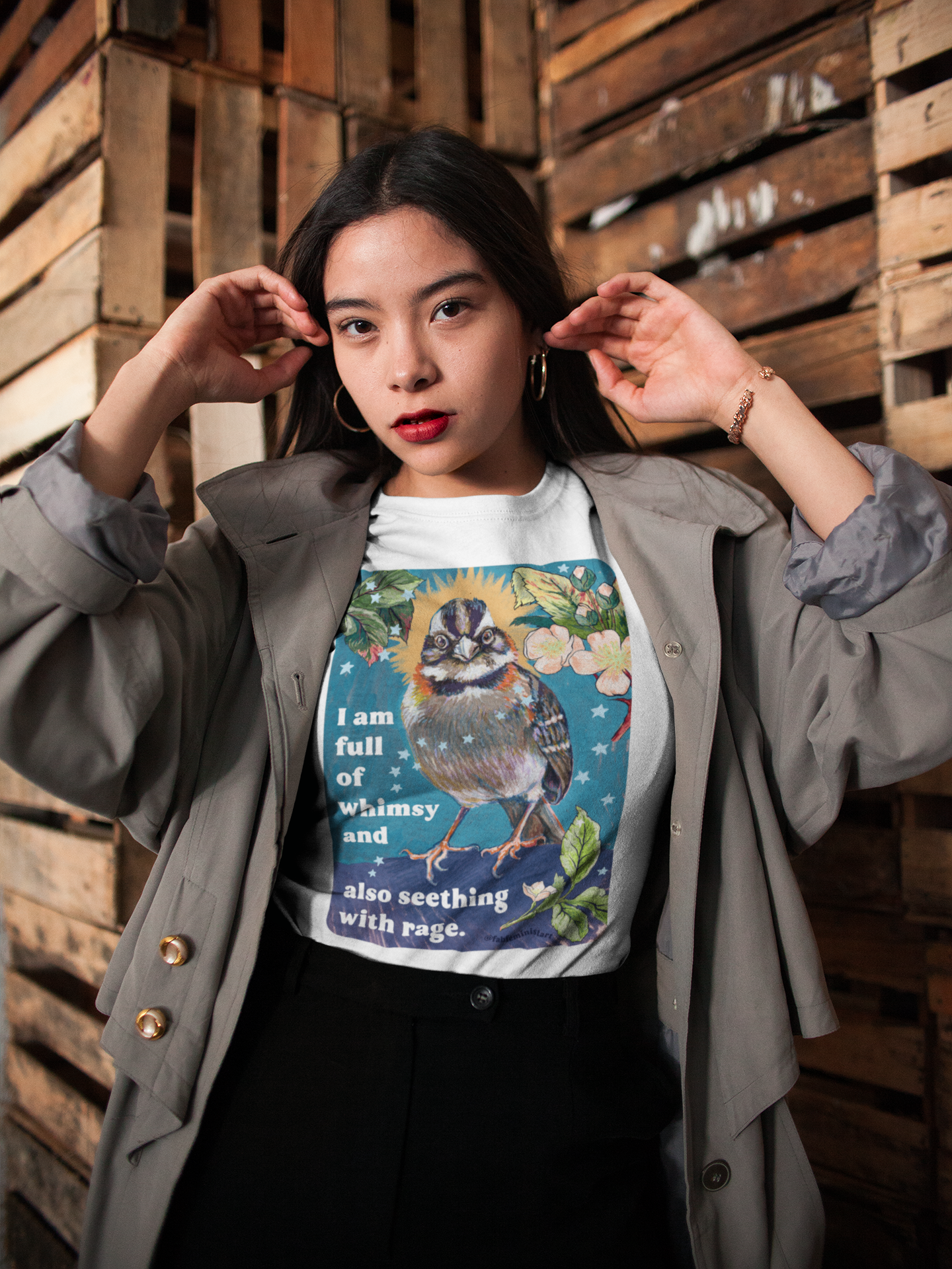 I am full of whimsy and also seething with rage: feminist shirt
