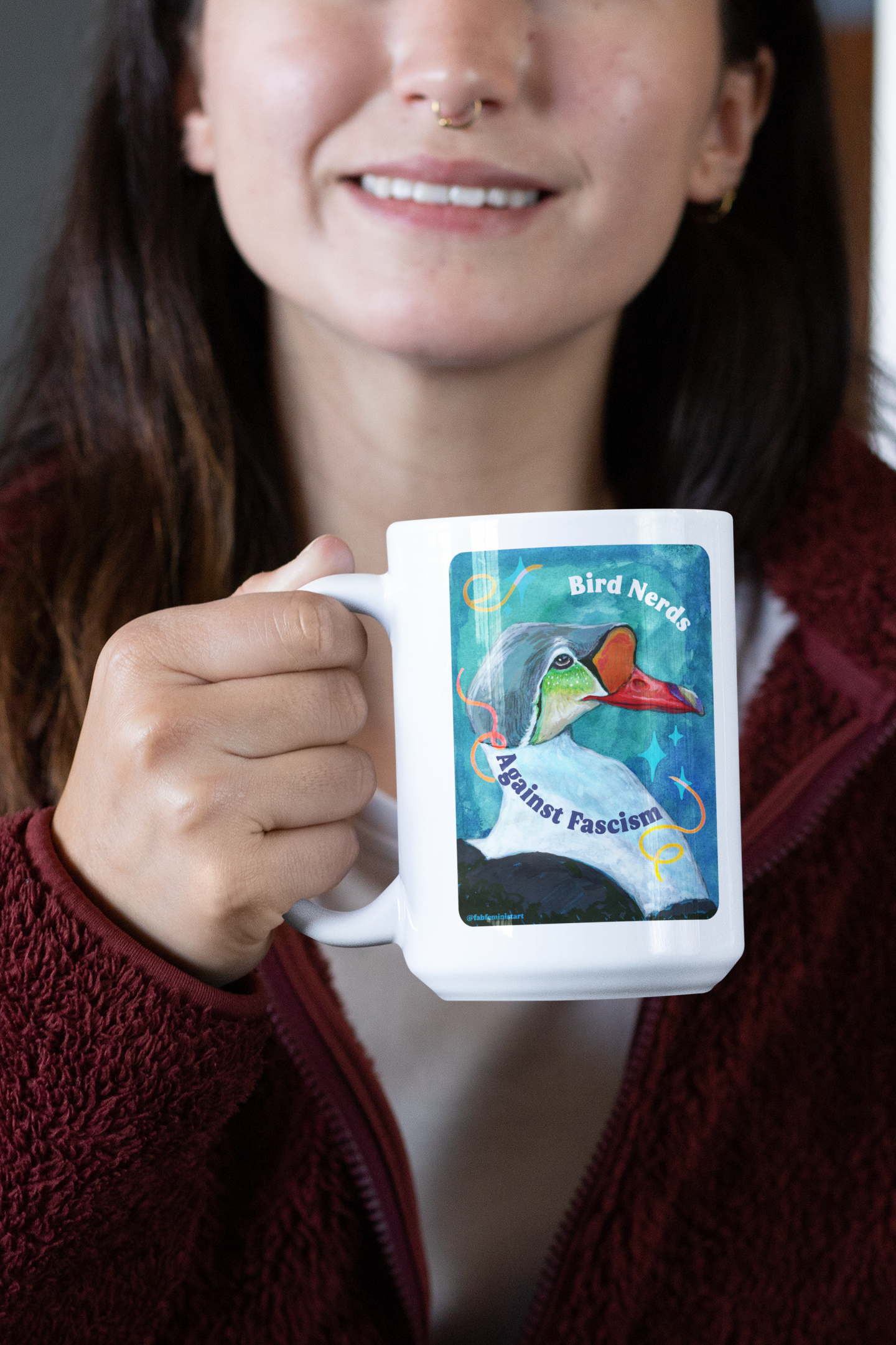 Bird Nerds Against Fascism: Feminist Mug