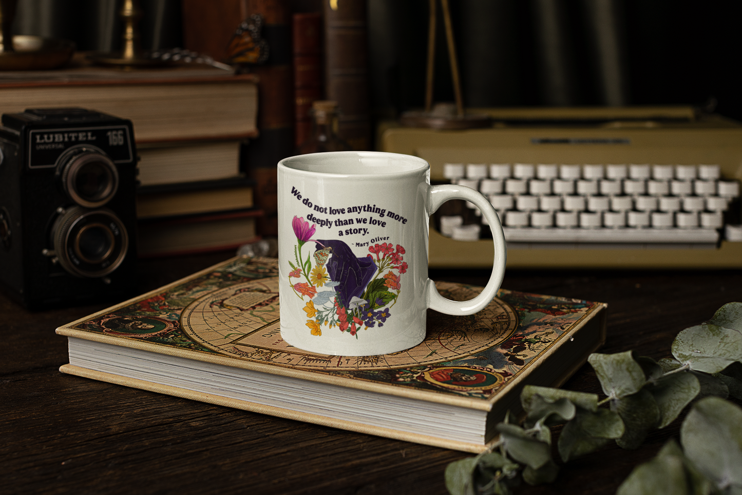 We do not love anything more deeply than we love a story, Mary Oliver: Feminist Mug