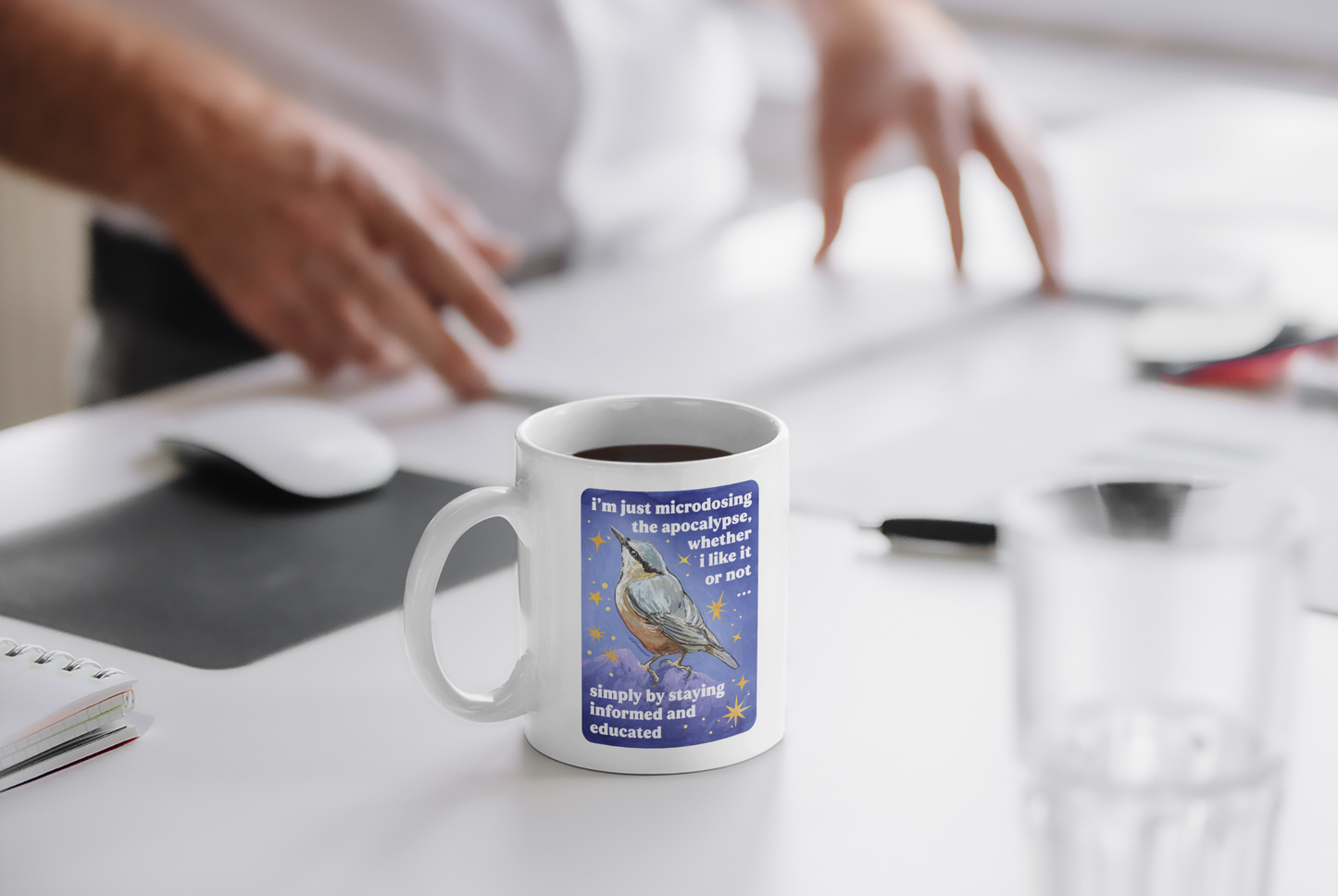 i'm just microdosing the apocalypse, whether i like it or not ... simply by staying informed and educated: feminist mug