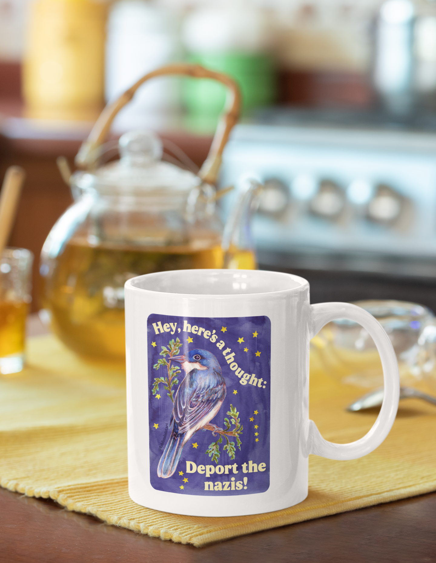 Hey here's a thought deport the nazis: feminist mug