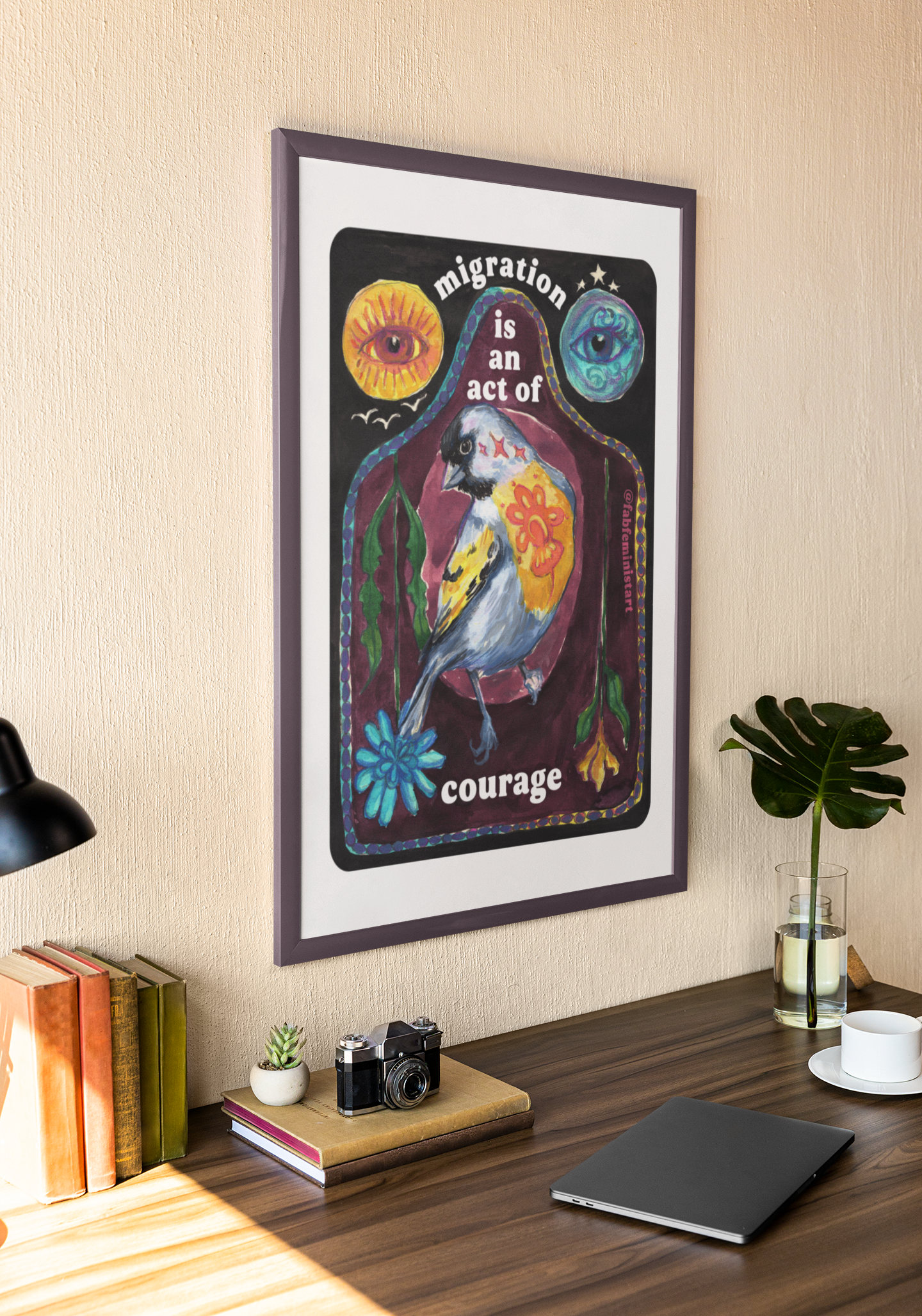 Migration is an act of courage: Feminist Art Print