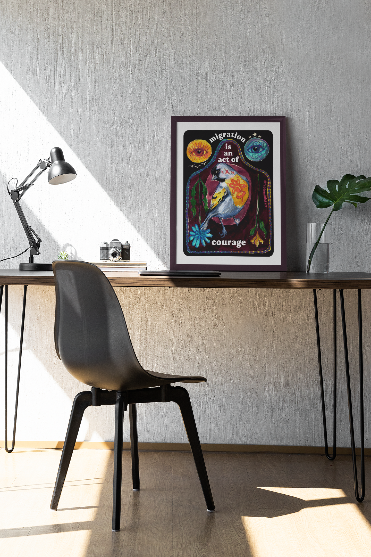 Migration is an act of courage: Feminist Art Print