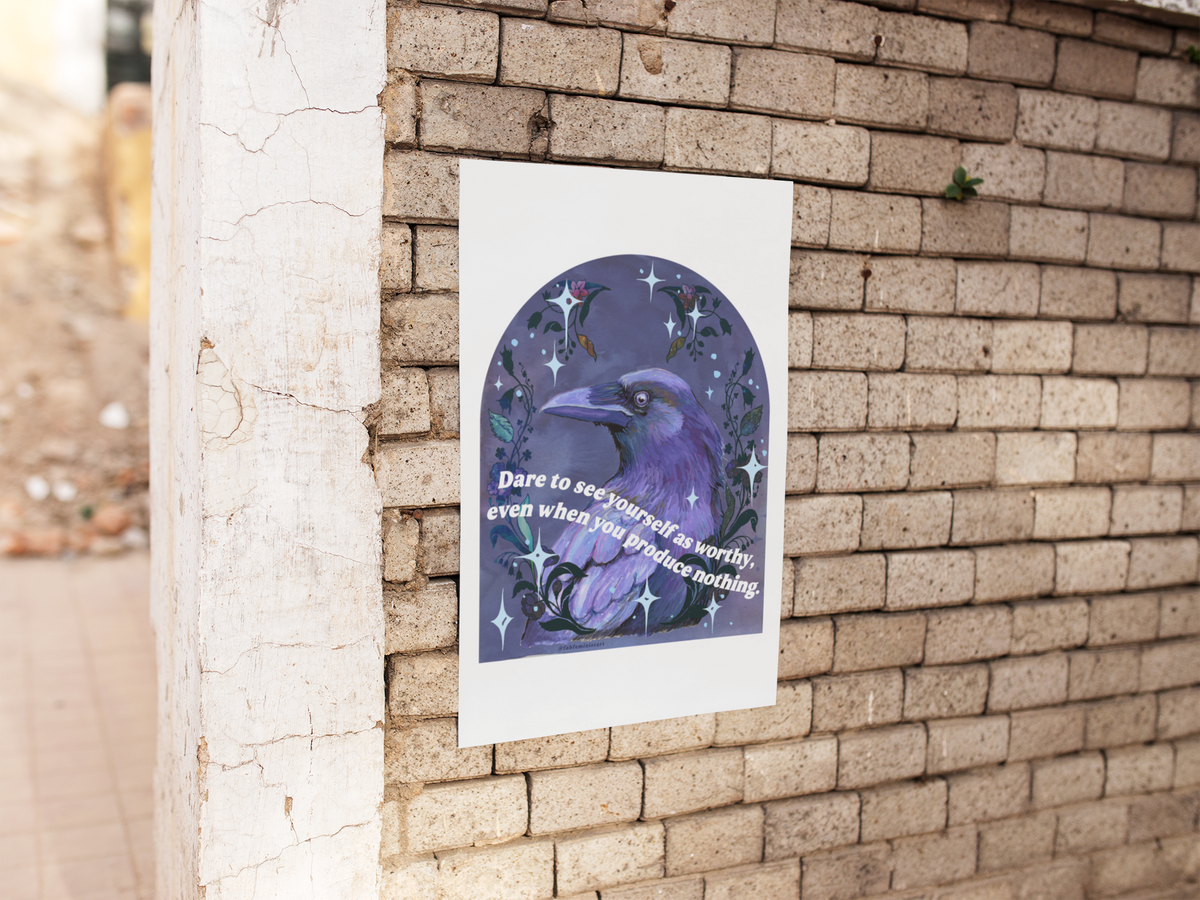 Dare to see yourself as worthy: feminist art print