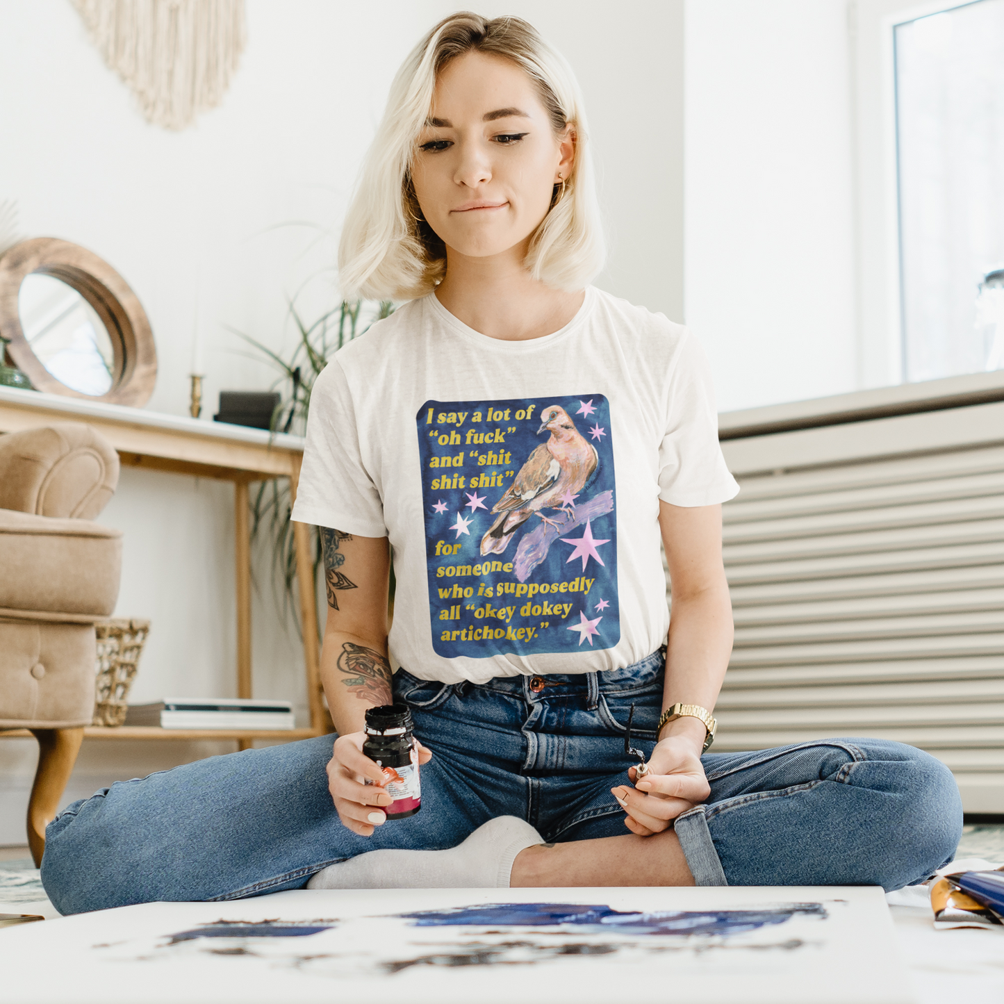 I say a lot of "oh fuck" and "shit shit shit" for someone who is supposedly all "okey dokey artichokey": feminist shirt
